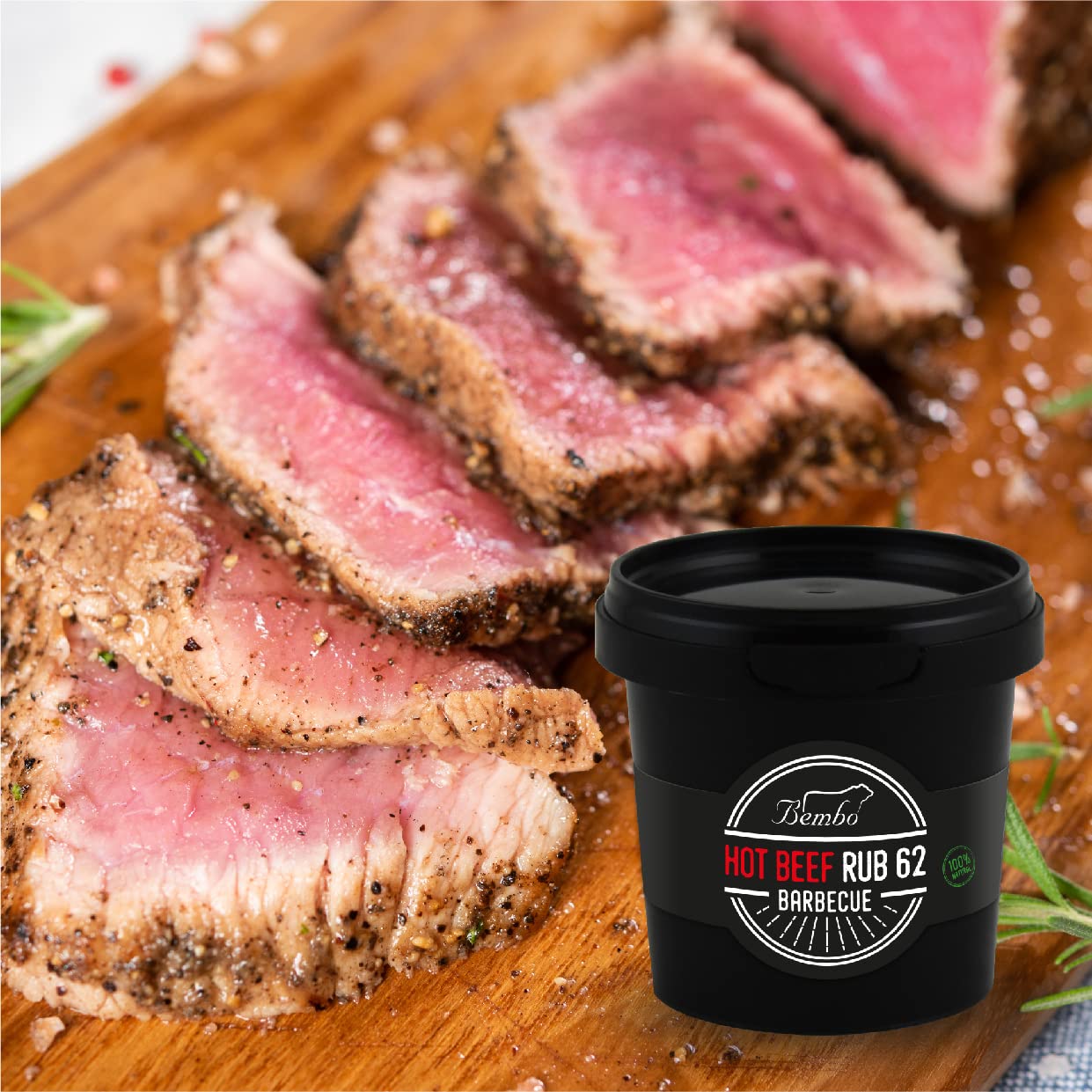 BBQ Hot Beef Rub 62 Bembo – Mezcla de Especias Picante para Carne de Ternera – Marinada Seca Barbacoa – Made in Italy – 450 g