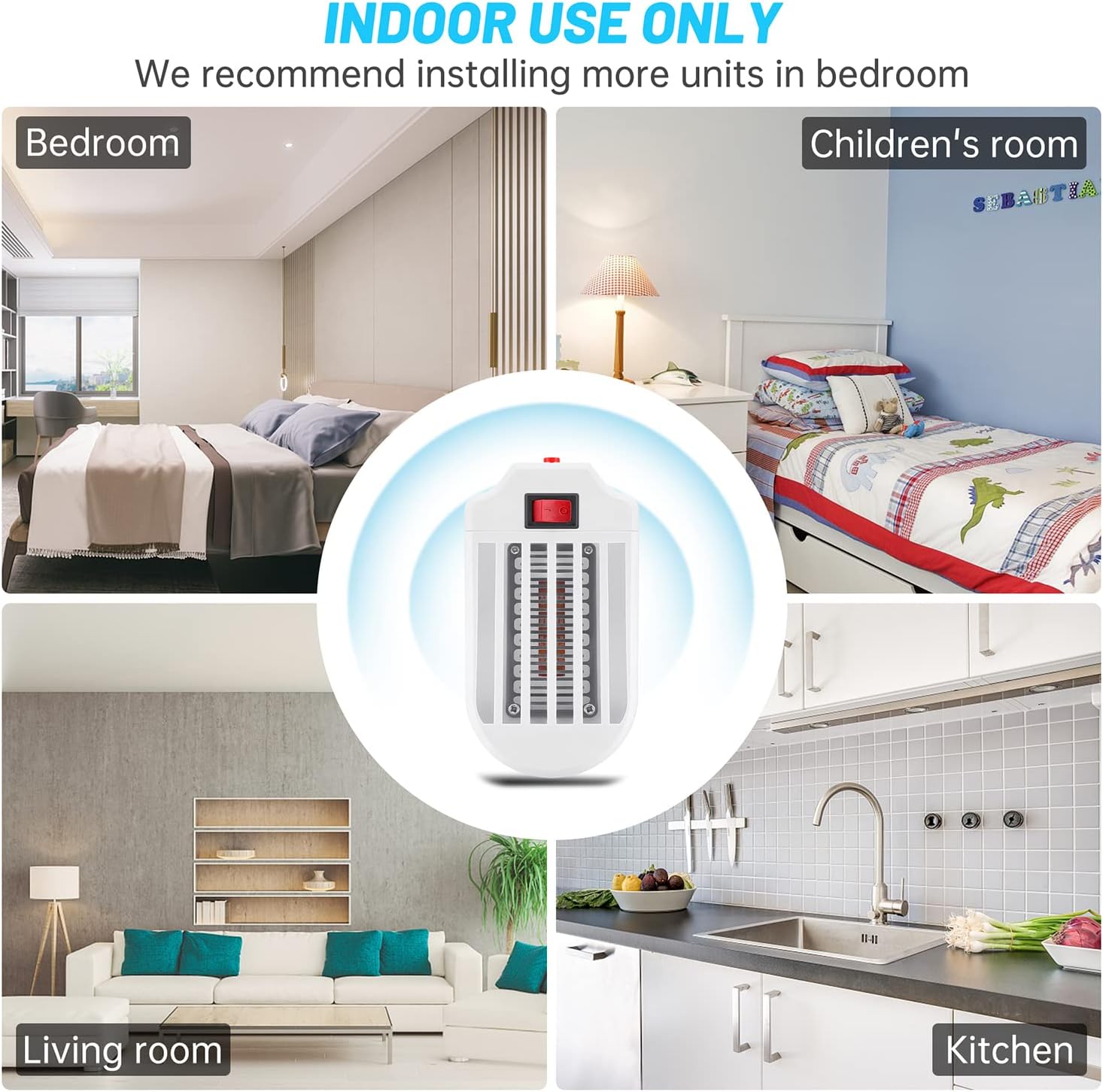 Indoor Bug Zapper for Home, Electric Mosquito Zapper Indoor Plug in, Small Mosquito and Gnat Trap Killer Lamp for Bedroom, Garage, Kitchen, Baby Room 4 Pack