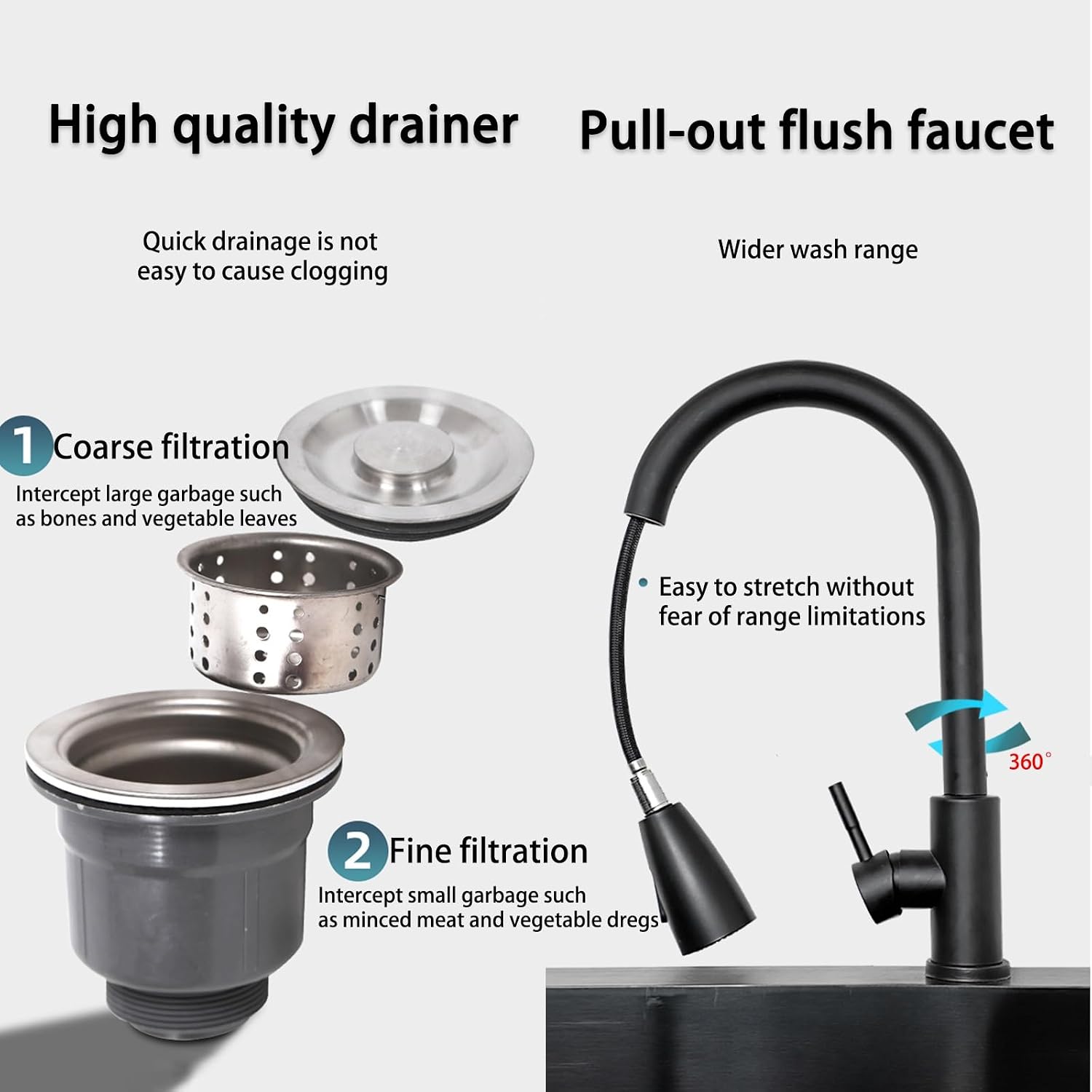Stainless Steel Utility Sink with Cabinet - Free Standing Commercial Kitchen Sink for Restaurant Farmhouse Laundry Bathroom - Milk Color Design