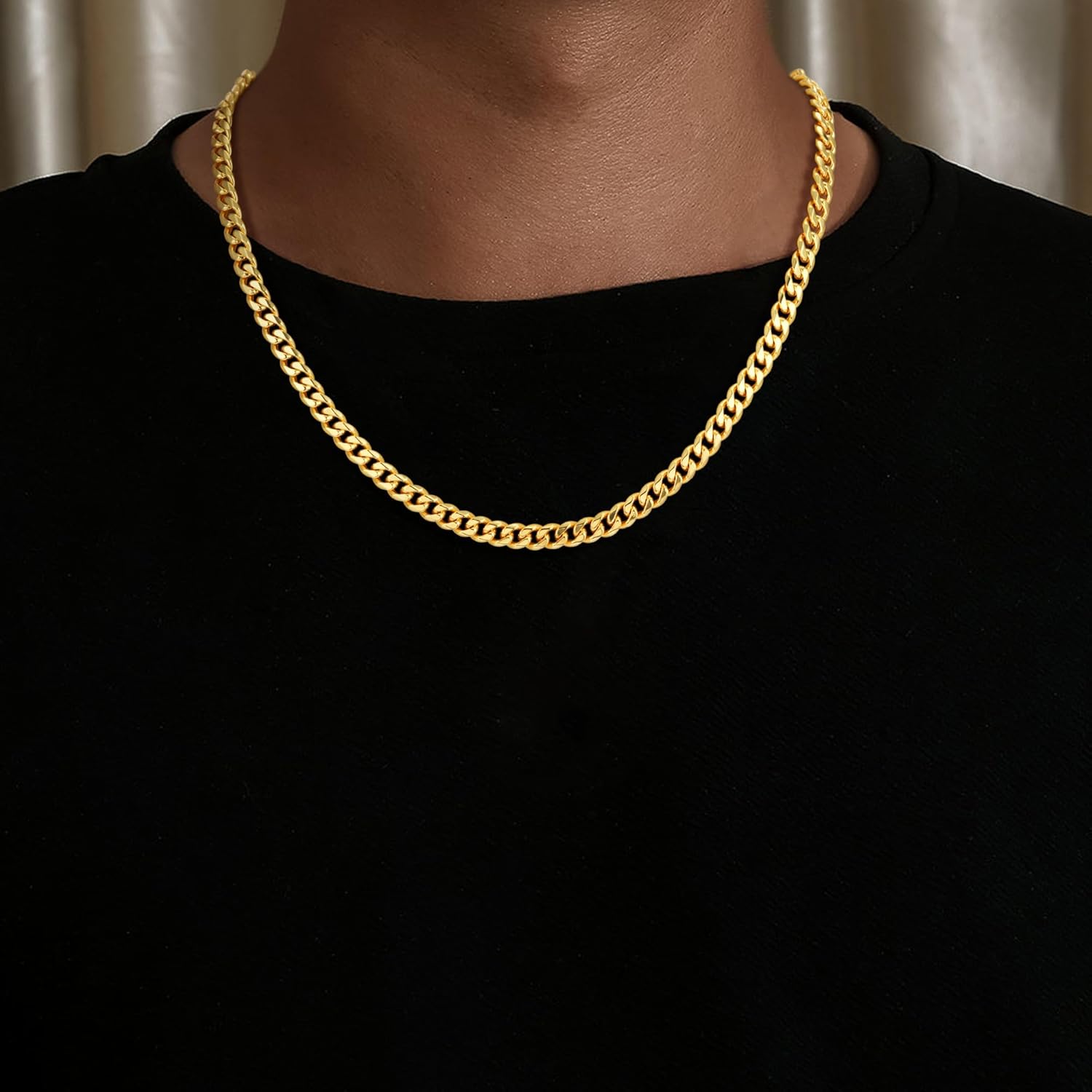 Cuban Link Chain for Men, 18K Gold Over 925 Sterling Silver 3.5MM/5MM/7MM Cuban Chain Diamond Cut Gold Chain Necklaces Gifts for Boyfriend Father Husband - Image 2