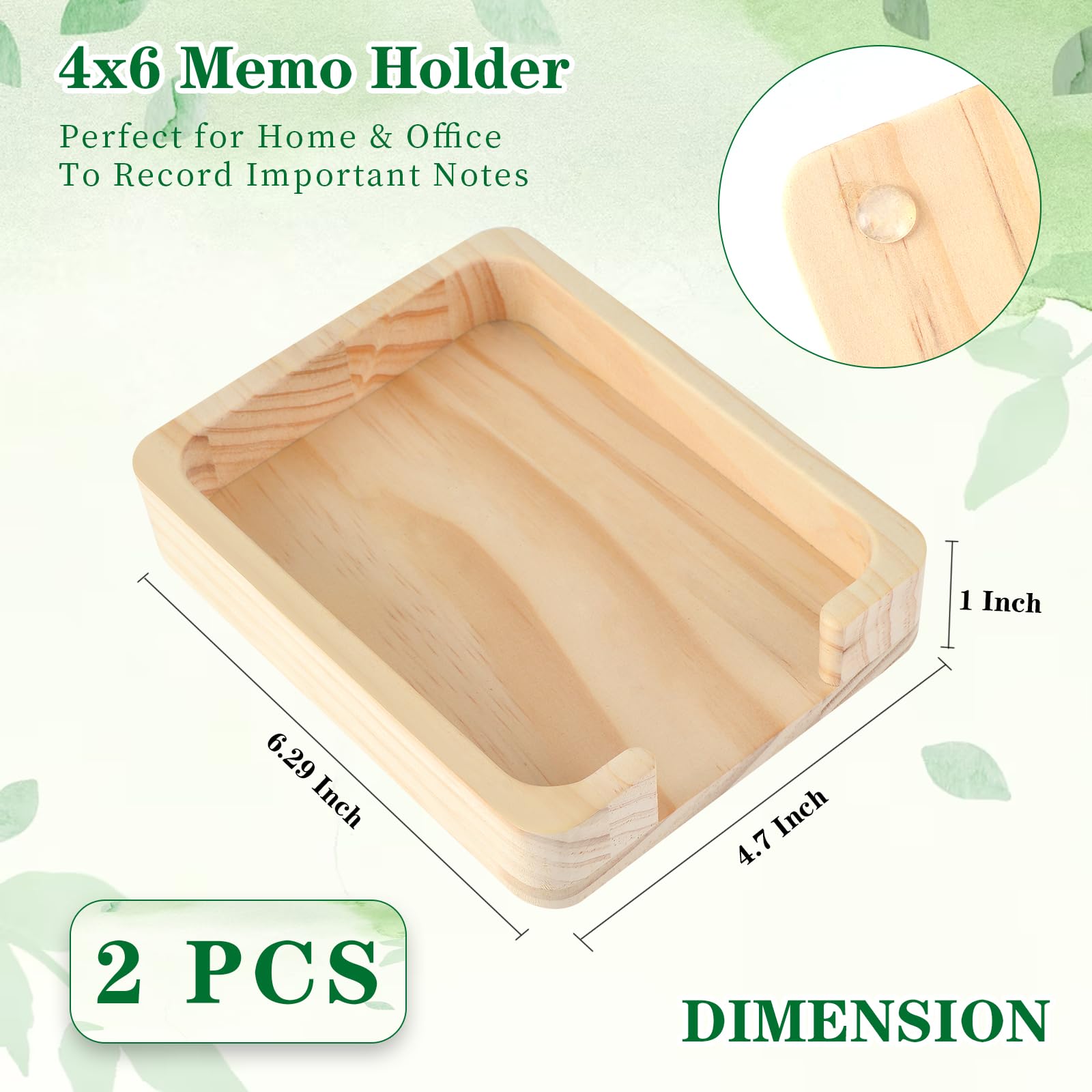 2 PCS 4x6 Memo Holder For Desk Paper Holder Black Wooden Memo