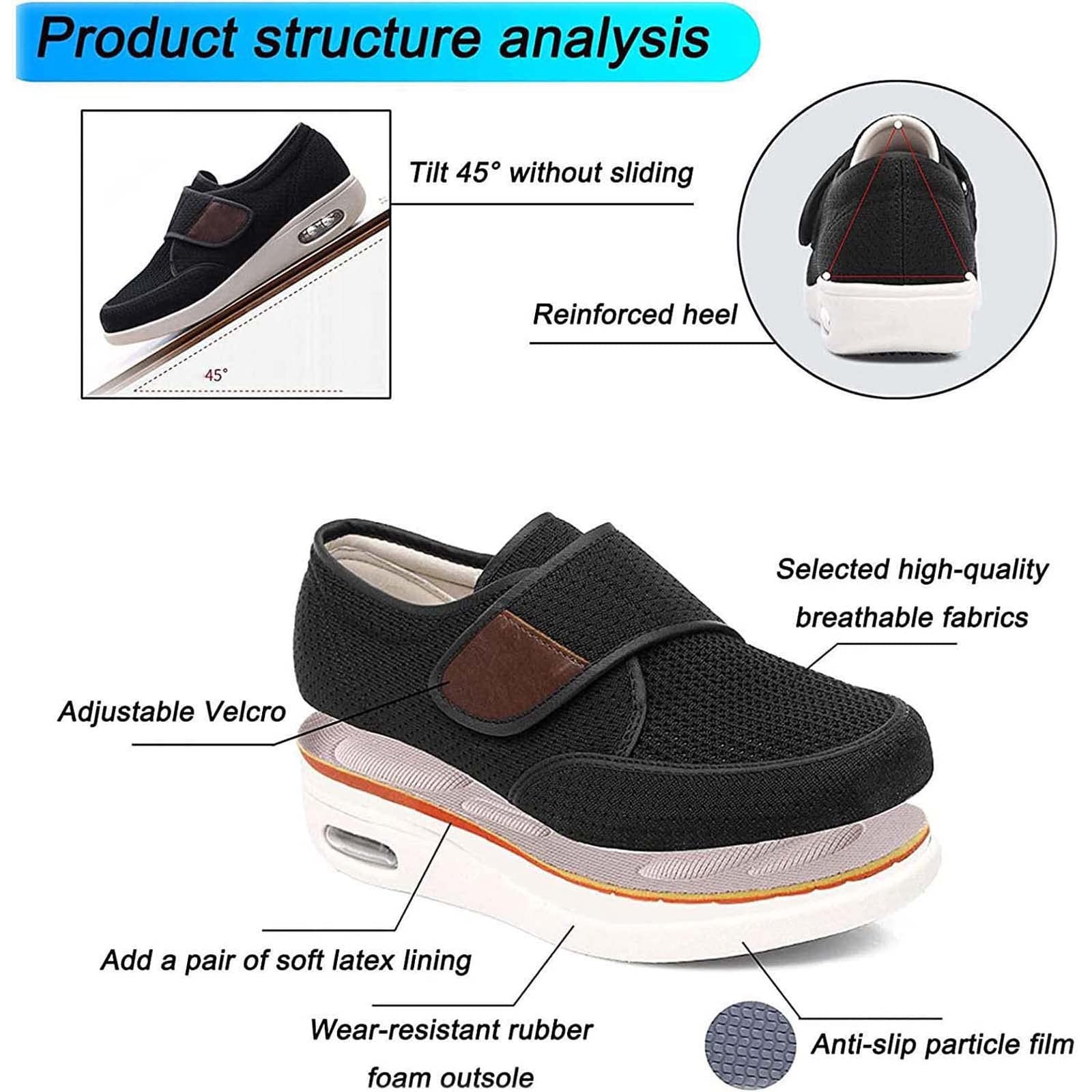 Chaussures Orthopédiques Pour Hommes Diabétiques, Chaussures Diabétiques Pour Pieds Gonflés, Extra Larges RespirantMesh Chaussures Pour âgées Pieds Enflé(Gris,41EU