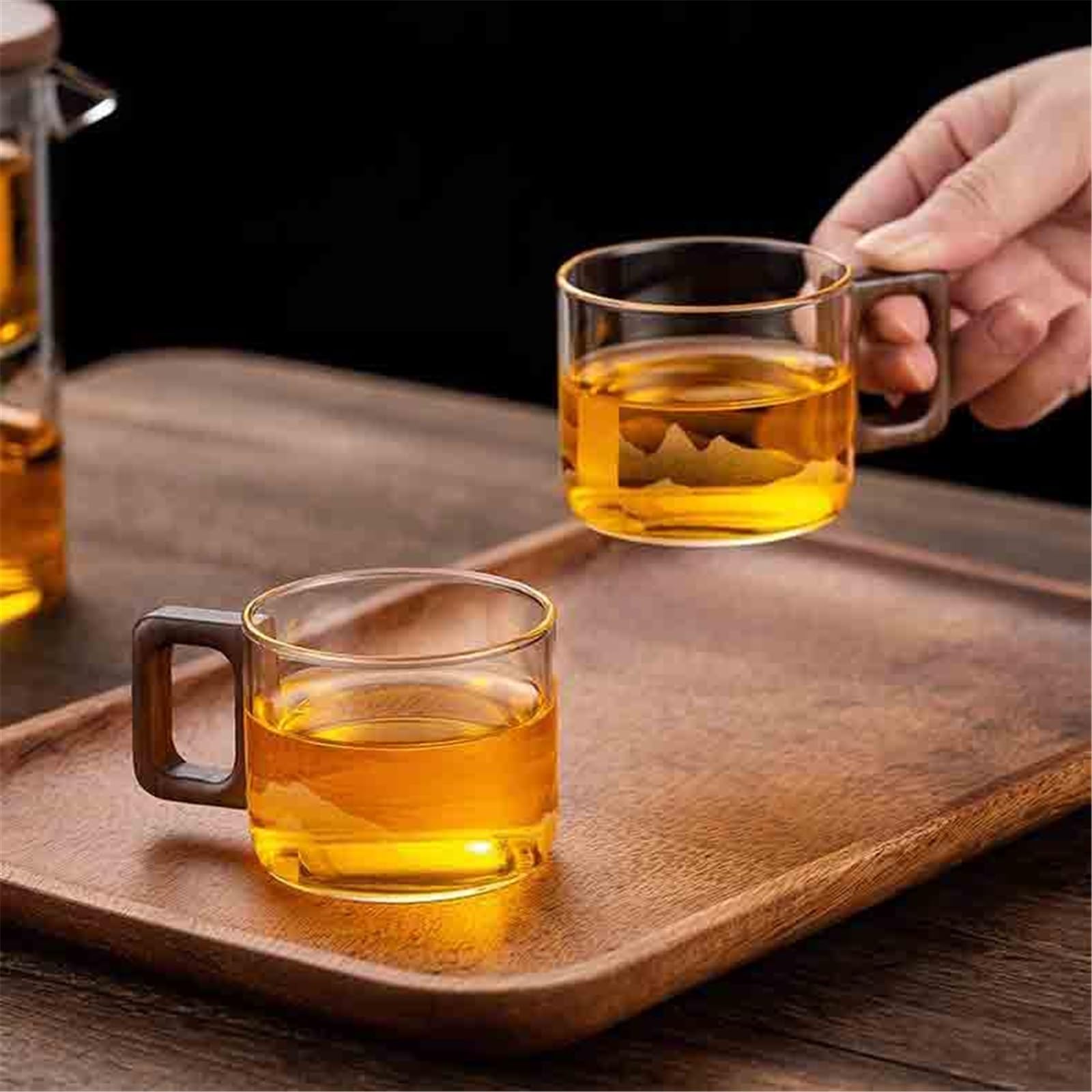 szklanki do picia Zestaw 2 szklanych filiżanek do herbaty z nadrukiem górskim, 4 uncje/12 ml