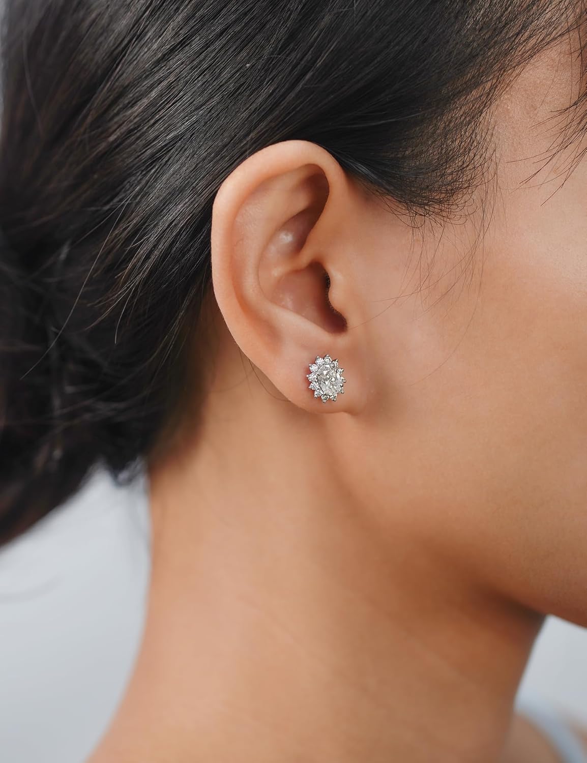 IMOLOVE Moissanite Stud Earrings for Women, 1.5 Carat D Color VVS1 Clarity Hypoallergenic Earrings for Women Oval Cut Womens Sterling Silver Stud Earrings with 18k White Gold Plated - Image 5