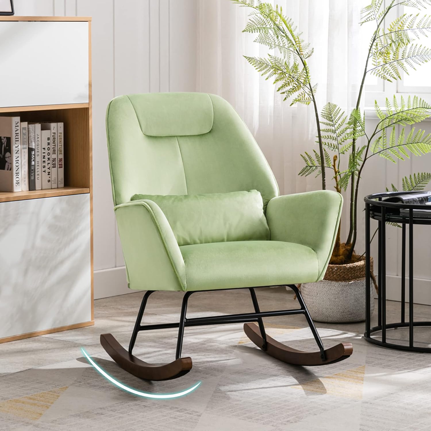 ORYXEARTH Nursery Rocking Chair, Modern Solid Wood Legs