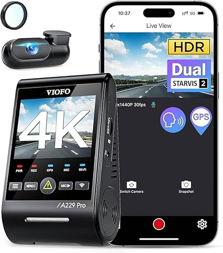 VIOFO A229 Pro 4K HDR Dash Cam, Dual STARVIS 2 IMX678 IMX675,...