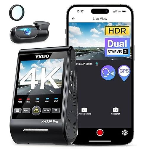 VIOFO A229 Pro 4K HDR Dash Cam, Dual STARVIS 2 IMX678 IMX675, 4K+2K Front and Rear Car Camera, 2 Channel with HDR, Voice Control, 5GHz WiFi GPS, Night Vision 2.0, 24H Parking Mode