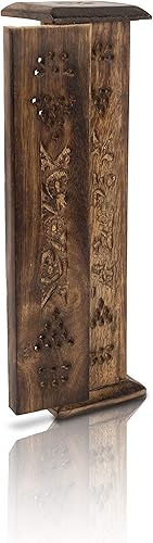 Miniatura 8 de Soporte para barra de incienso de madera y quemador de cono, grande, orgánico, ecológico, para agarrbatti, estilo rústico, tallado a mano para