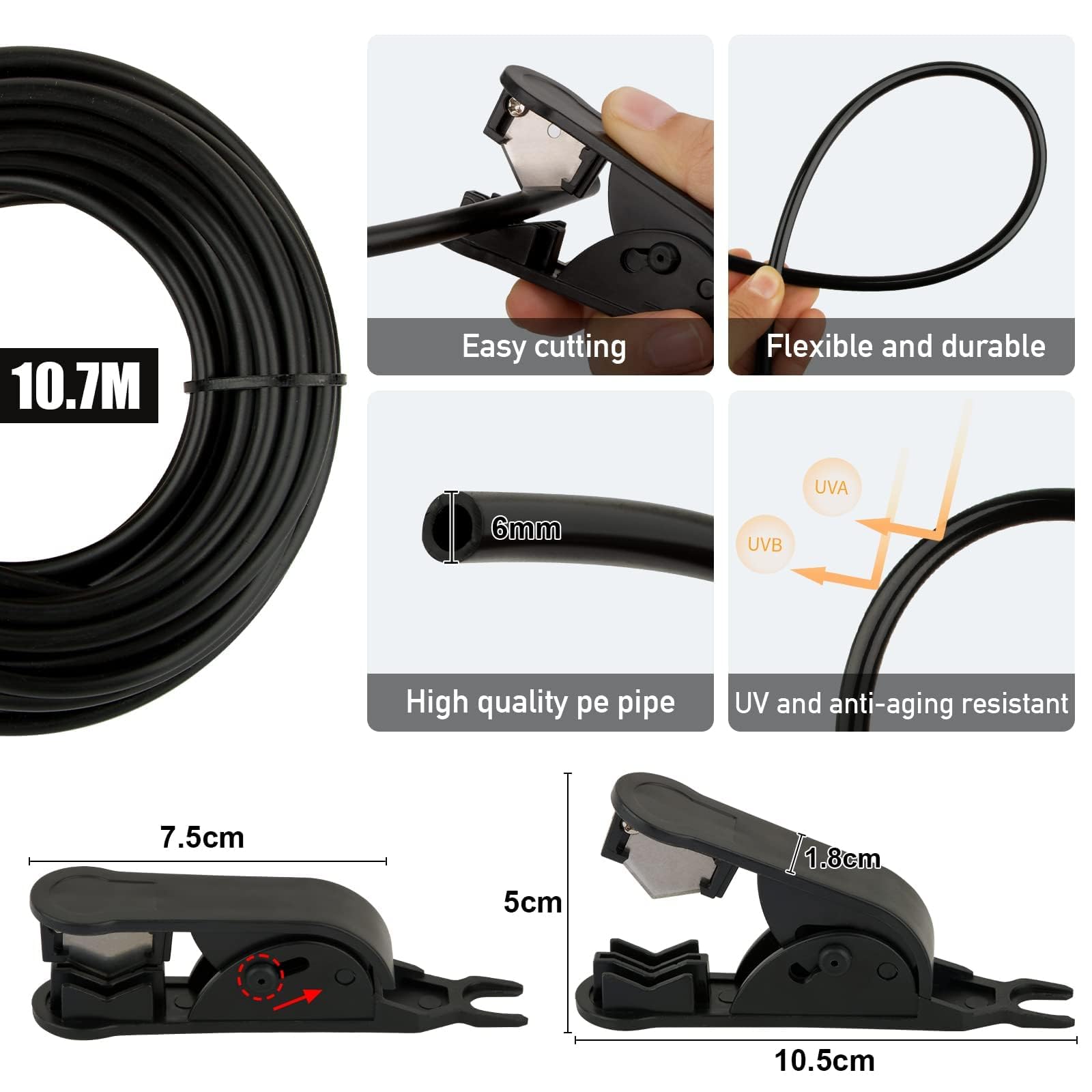 BOFUNX Sistema Nebulización Kit Nebulizador Sistema Riego Automático con Boquilla de Nebulizadora de Latón 0.4mm+Manguera+Conector de Boquilla Tobera T para Exterior Jardín Terraza Plantas