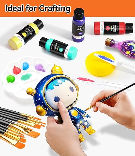 Miniatura 18 de POPYOLA Juego de 40 piezas de pintura acrílica con 12 pinceles, 2 cuchillos, paleta y esponja, 24 colores (2.3 onzas líquidas, 2 onzas), pintura