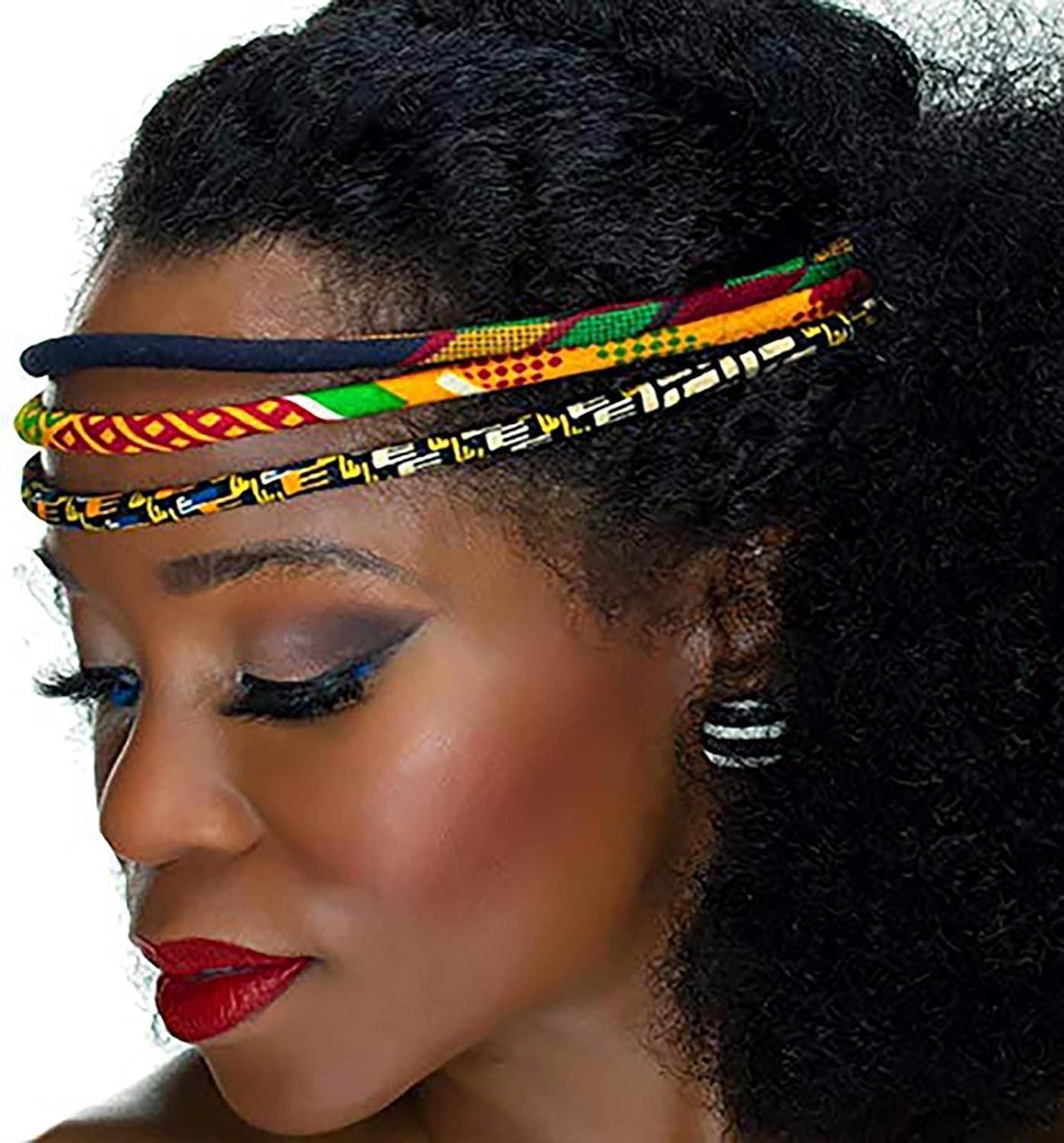 Cloth & Cord African Headband | Red, Black, Green Kente 3 Strand Headband | African Print headdress | Natural Hair | Afrocentric