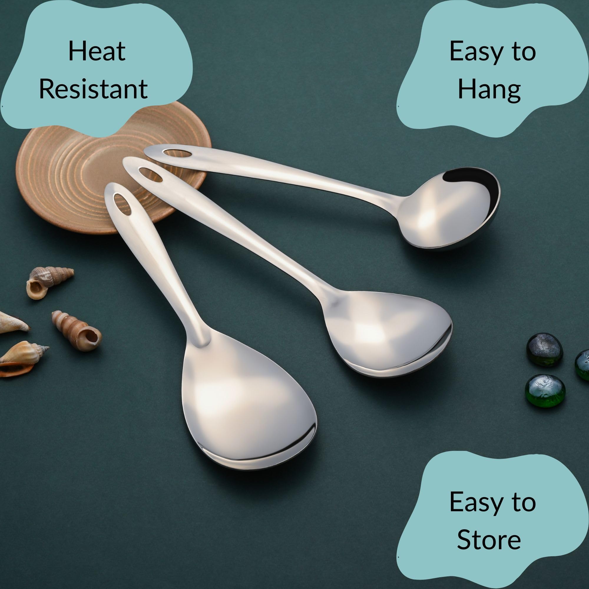 Montavo Stainless Steel Serving Utensil Set - 3 Piece -7