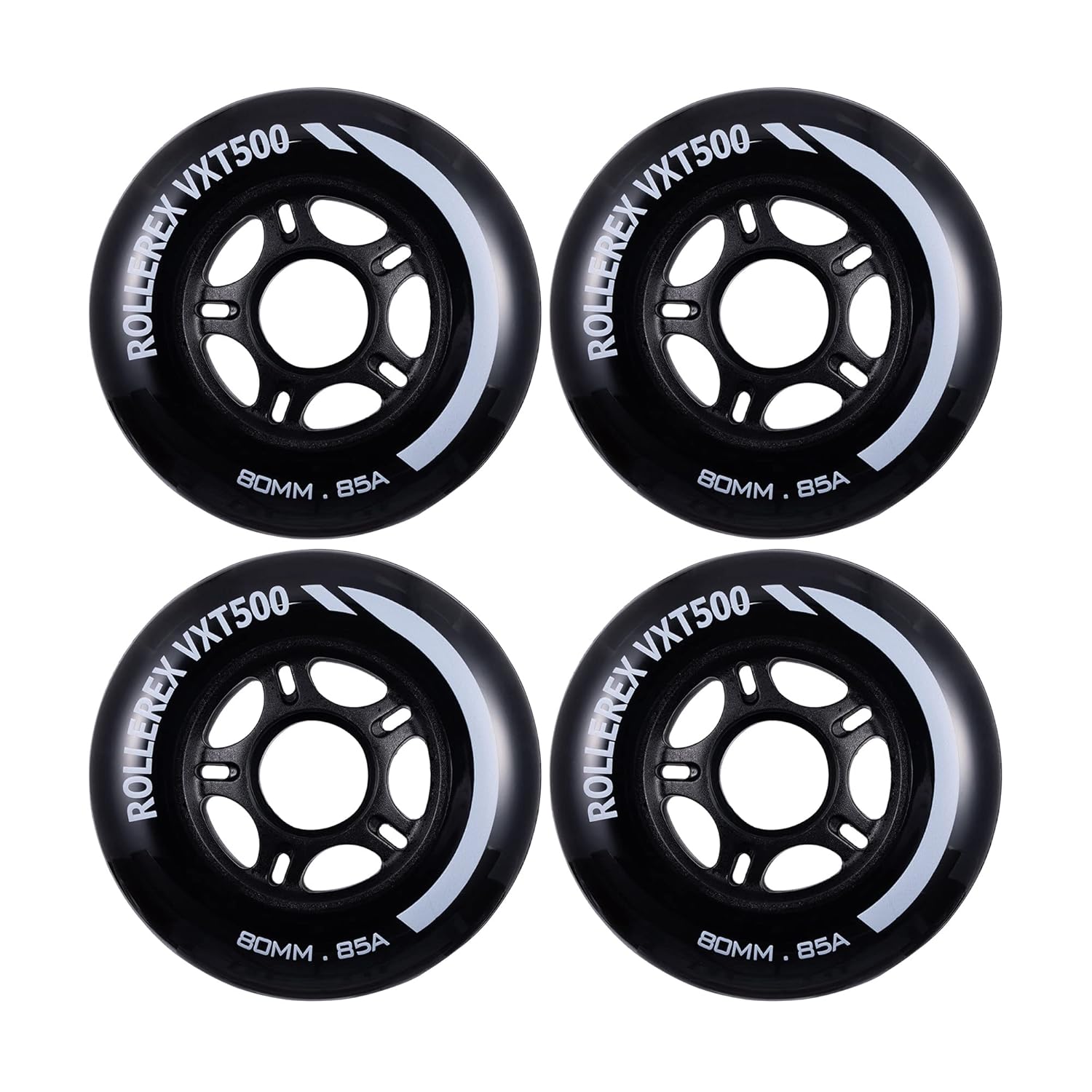 Rollerex Titan 608-2RS Lubricated Silicon Nitride Ceramic Skate Bearings (8-Pack) VXT500 85A Inline Skate Wheels (4-Pack) for Inline, Roller Blade, Rollerskate, Skateboard, RipStik & More