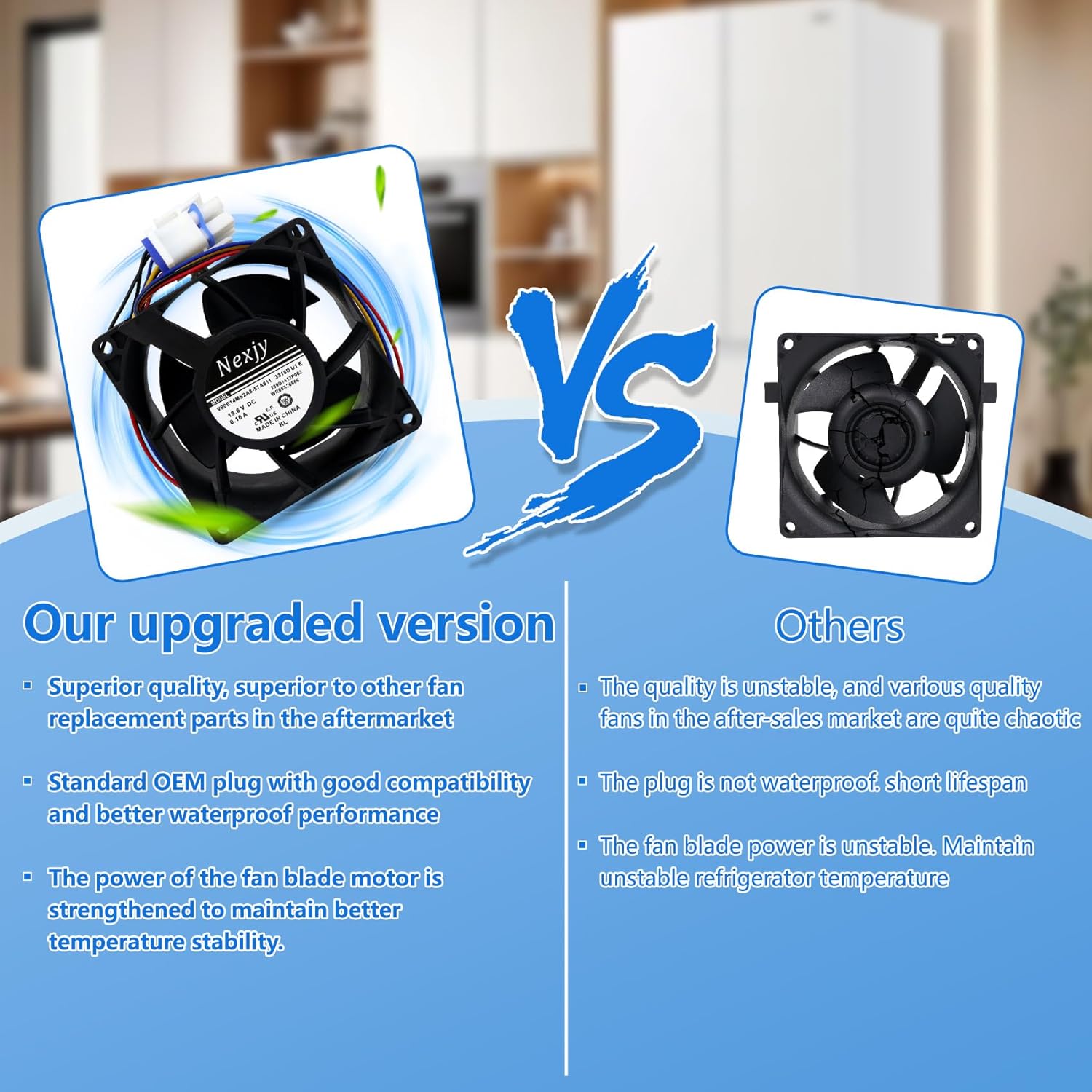 2026 Upgraded OEM WR60X26866 V80E14MS2A3-57A611 WR60X26033 Refrigerator Evaporator Fan Motor, Compatible with GE Refrigerator, Strong Compatibility, Replace WR60X10356, WR60X10357, 10 Years Warranty
