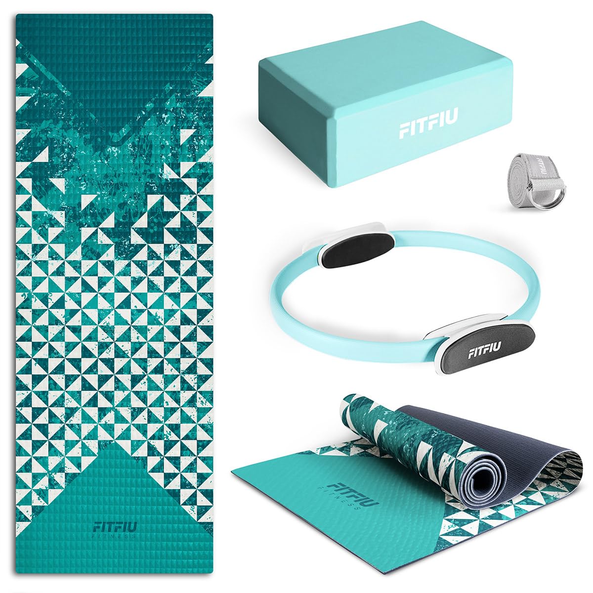 Set de Pilates con Esterilla y Correa FITFIU Fitness KITWELL con Accesorios para Yoga y Guía de Ejercicios Wellness