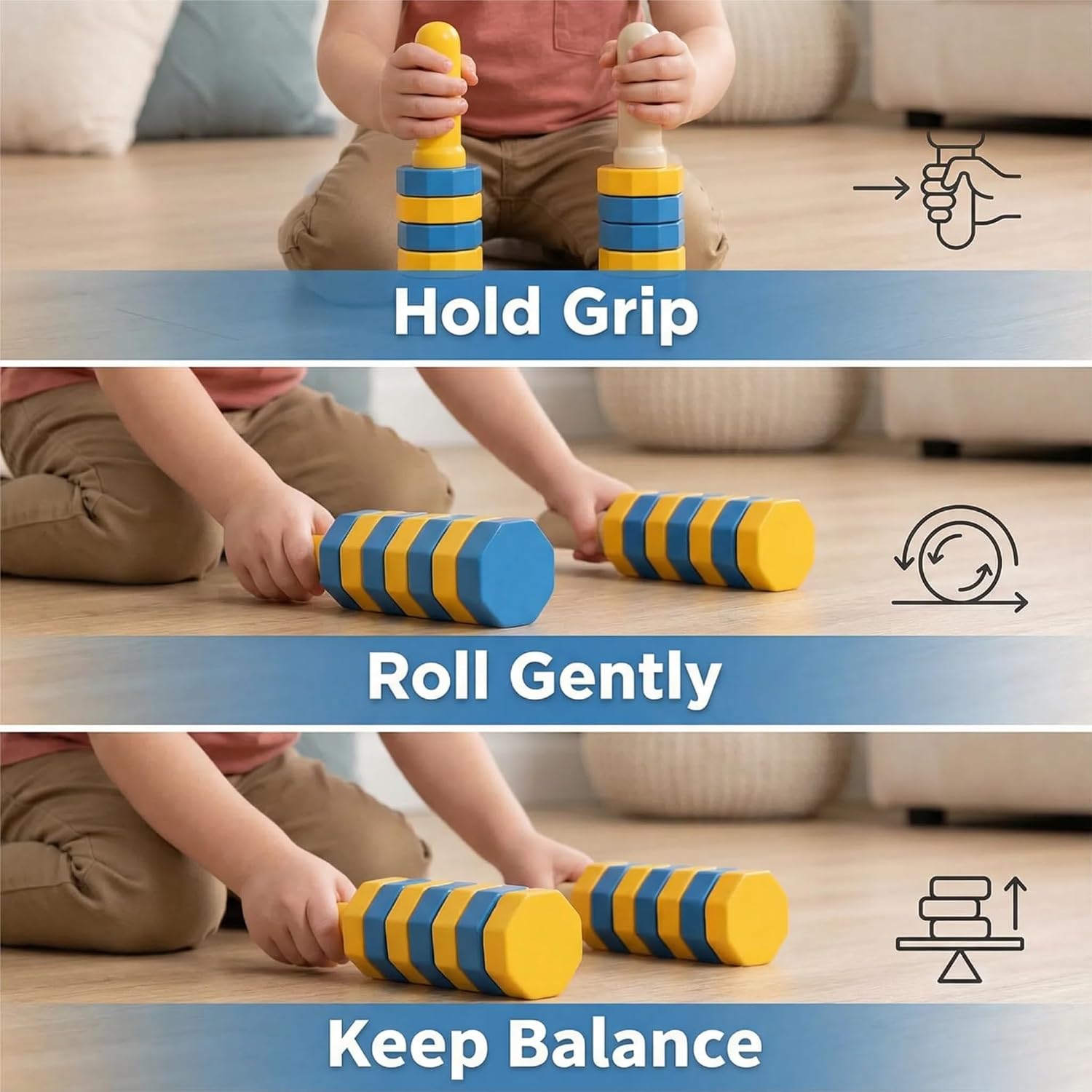 Handheld Wooden Balancers, Wooden Balance Challenge Set, Hand Eye Coordination Sensory Balance Toy for Kids, Coordination & Motor Skills, Encourages Creative Play & Patience (2pc)