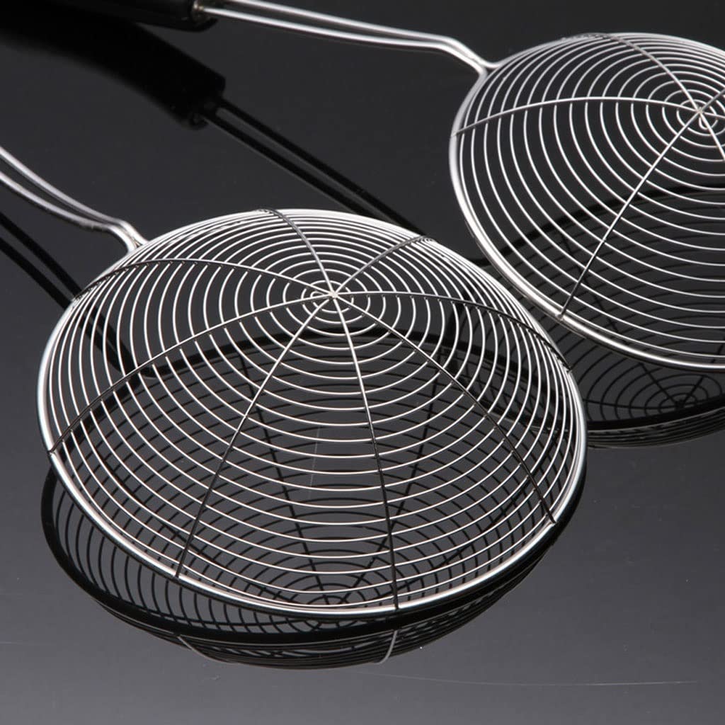 La espumadera de cocina con cuchara ranurada con mango es adecuada for cocinar y freír pasta en la cocina Filtro de espumadera de acero inoxidable Fácil de limpiar Coladores de espumadera pro