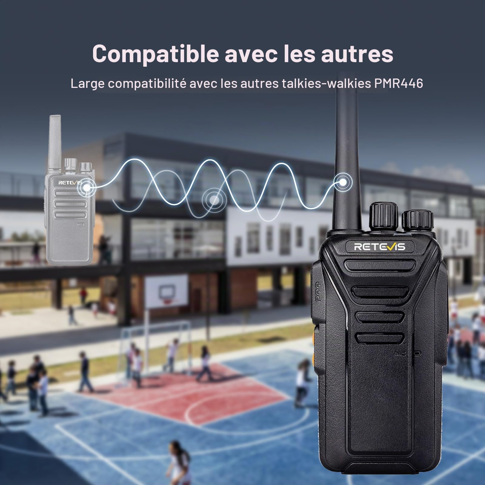 Retevis RT27 Talkie Walkie Longue Portée, Talkie-Walkie Rechargeable, PMR446 sans Licence, Professionnel Radios et Oreillette pour Service de Sécurité, Distributeur, Grossiste (10 pcs)