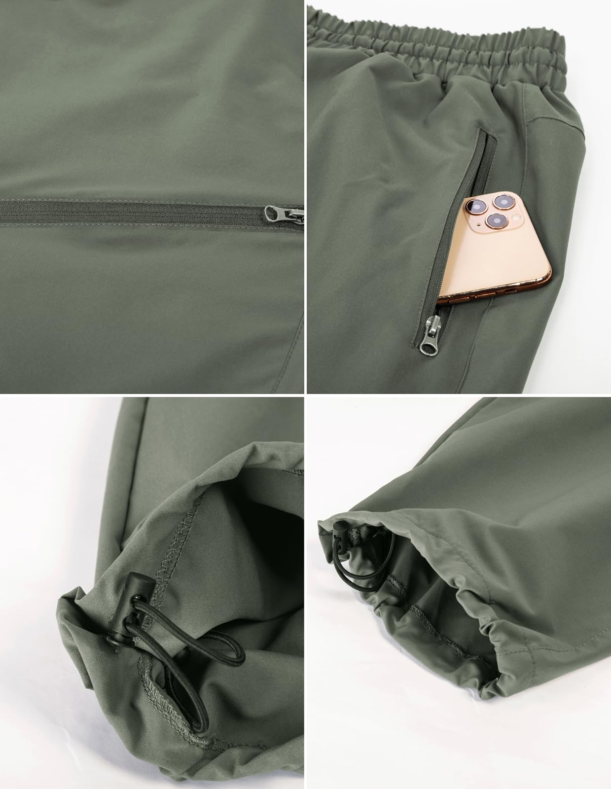 Hanna Nikole Pantaloni cargo da donna, elasticizzati, impermeabili, con chiusura lampo