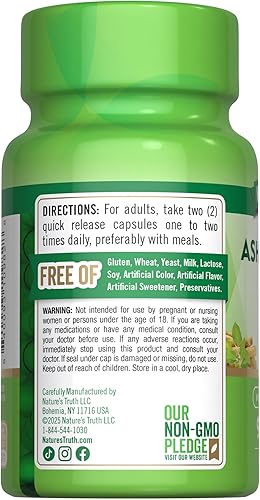 Miniatura 7 de Nature's Truth Cápsulas de suplemento Ashwagandha 90 unidades Sin OMG y sin gluten