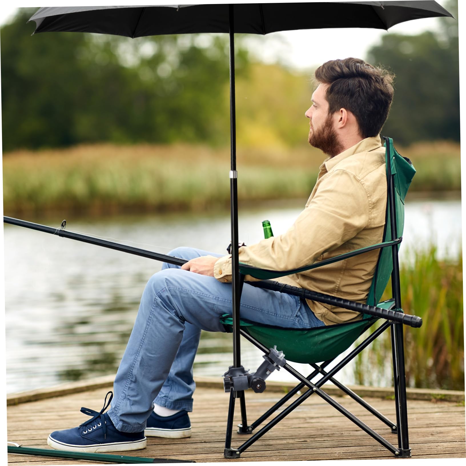 Cabilock Fishing Umbrella Stand Fishing Accessories Metal Holder Swivel Accent Chair Fishing Parasol Bracket Holder Outdoor Umbrella Clamp Fishing Chair Stand Parasol Stand