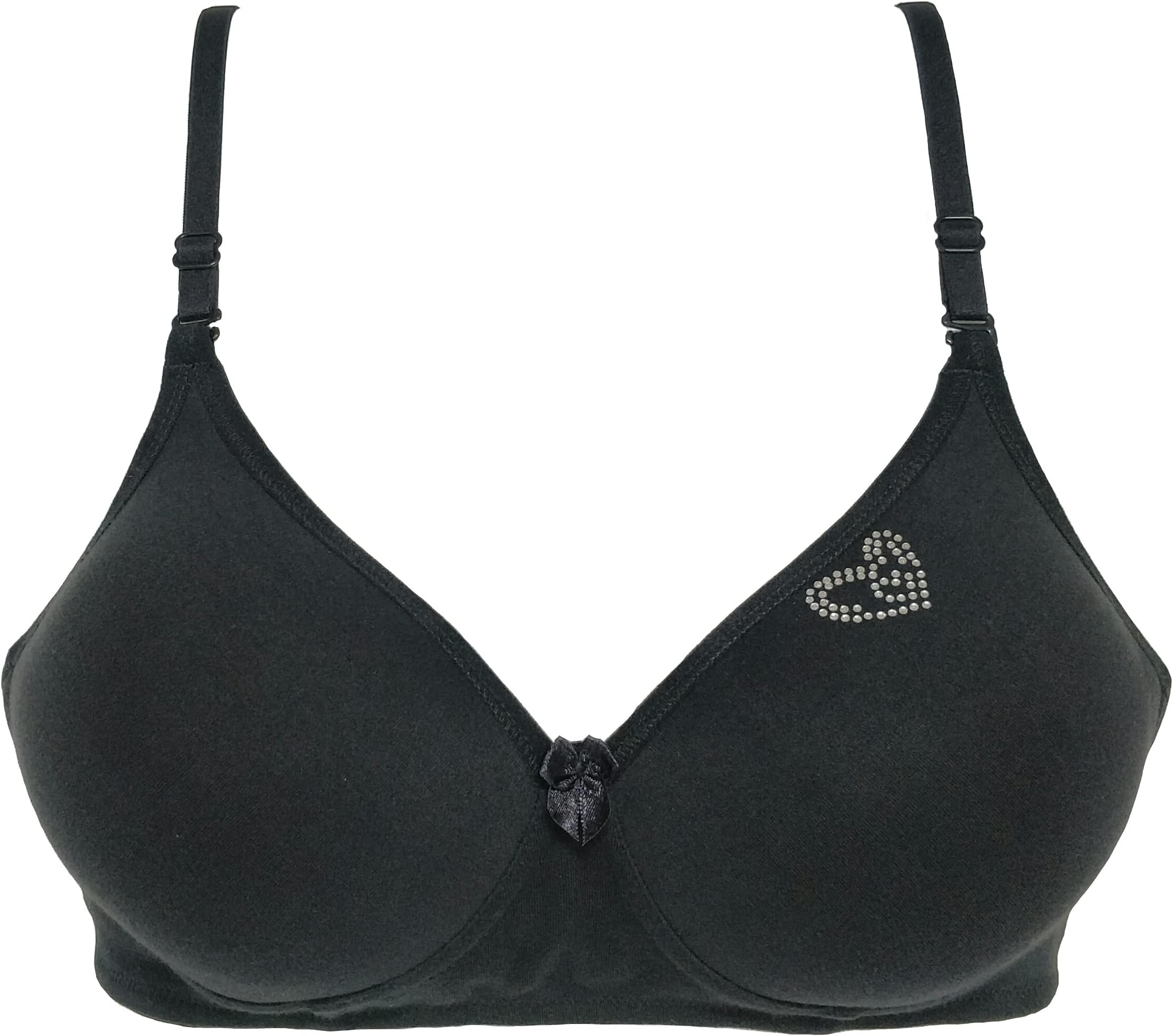 Women's Everyday Padded Bra with Heart - Full Coverage - Premium Cotton - Wirefree Woman T-shirt Bra