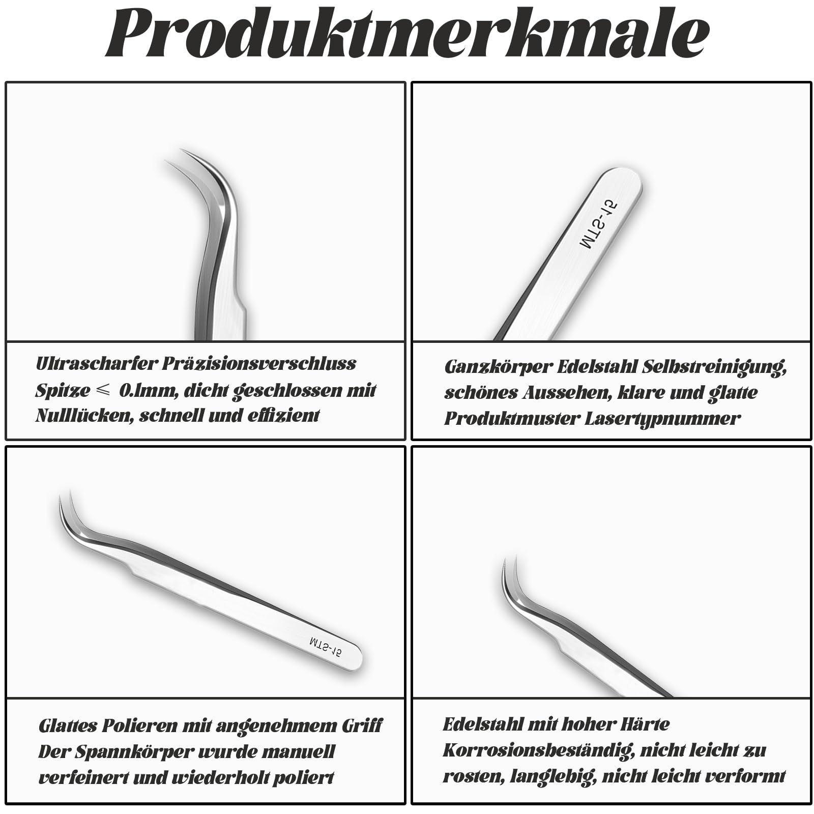Präzisionspinzette,Lötpinzette Kreuzpinzette,Gebogene Pinzette,Präzisions Antistatisch Edelstahl Pinzette,spitze Pinzette aus Edelstahl,für Handwerk, Elektronik, Löten, Experimentelle Arbeiten