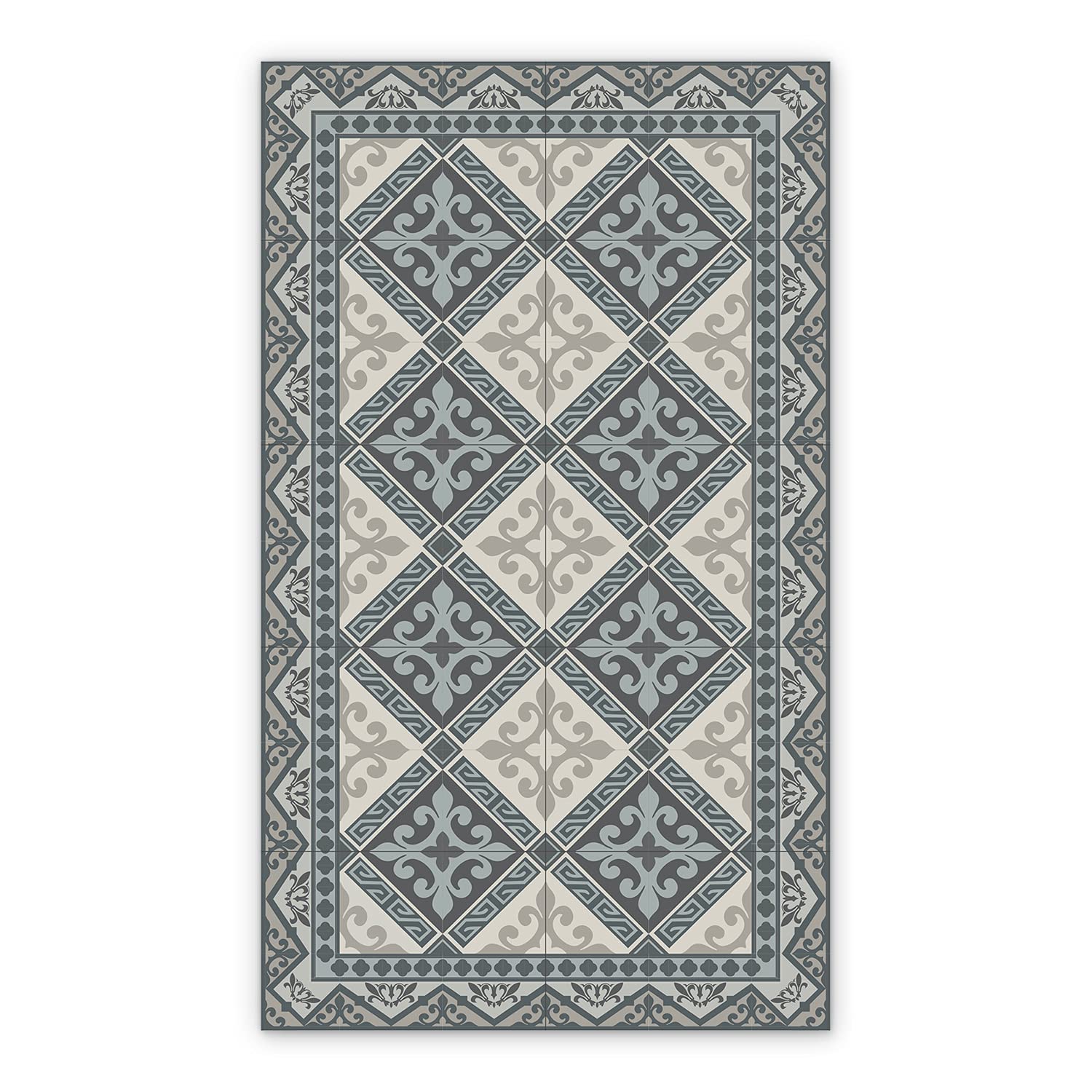 Couverture de sol en PVC style damassé romanes, grand tapis en linoléum haut de gamme