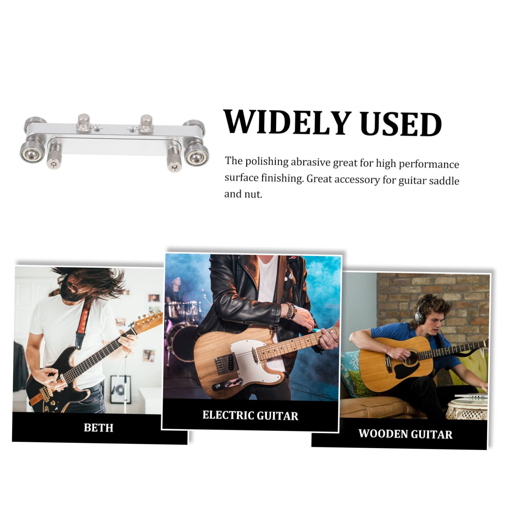 Herramienta de Reparación de Guitarra Lijadora Ajustable Plata | Aleación de Aluminio, para Cejuelas y Sillines de Hueso, Altura Regulable, Útil
