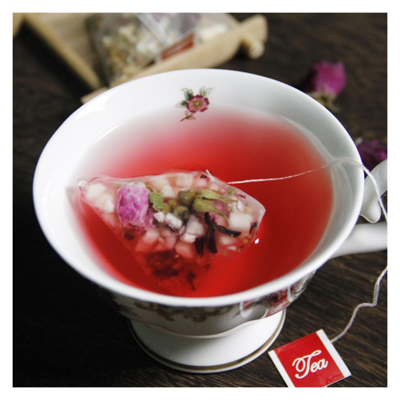 Herbata różana, cytrynowa i hibiskusowa, 45 g, 15 pojedynczo pakowanych trójkątnych torebek, mieszanka ziół i owoców(5pcs)