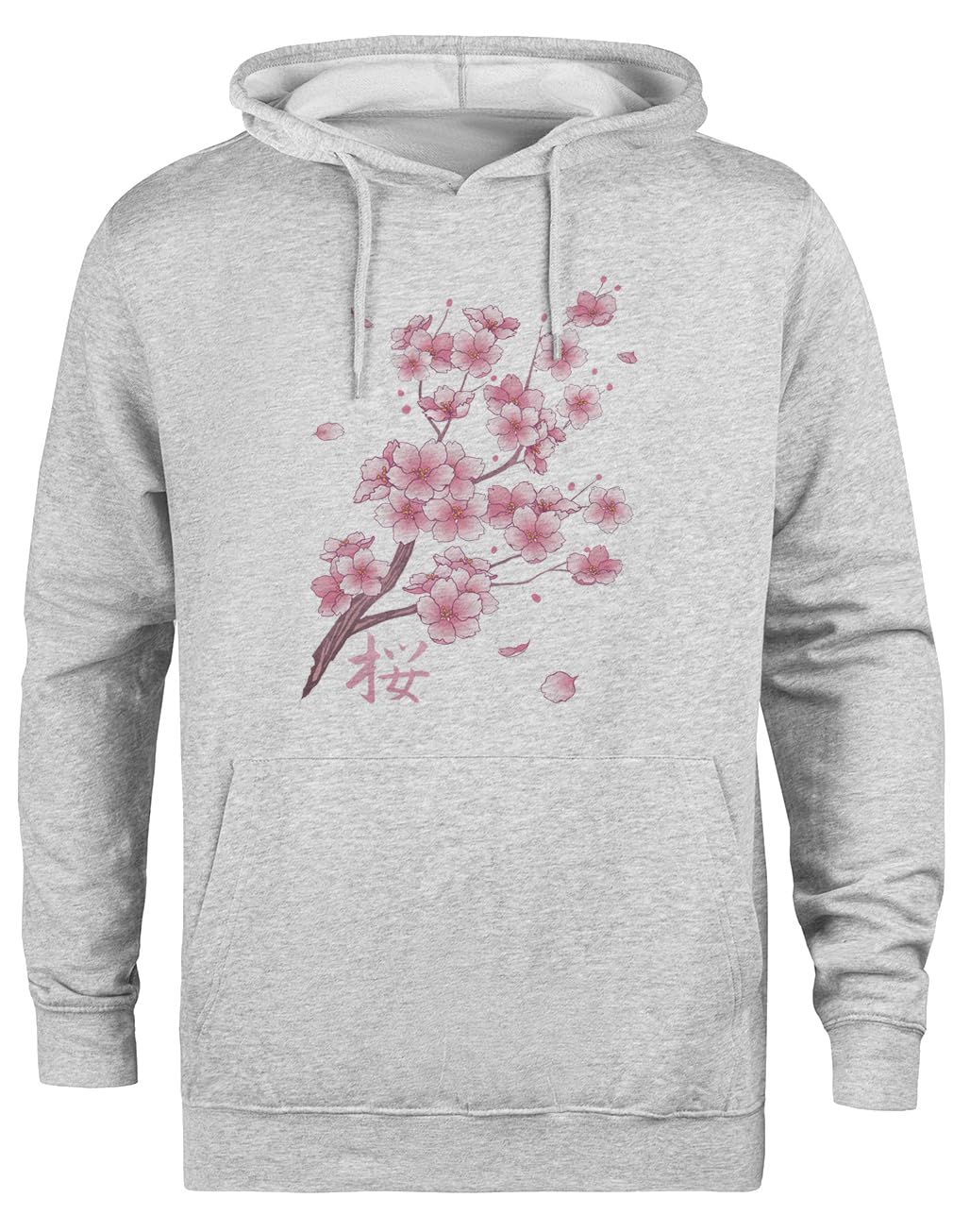 Opadające Kwiaty Wiśni Sakura Unisex Szara Bluza Ekologiczna z Kapturem Unisex Grey Hoodie Eco-Friendly Hooded Jacket