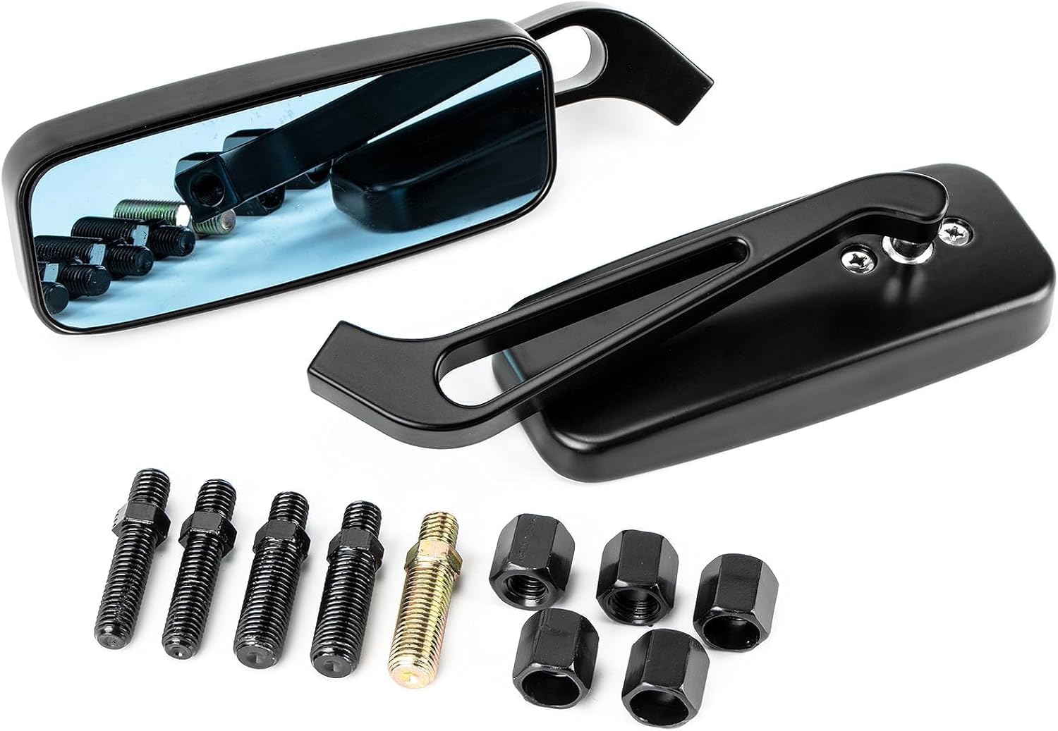 PSLER 8mm 10mm Motorcycle Mirrors - Motorcycle Rear View Side Mirrors fit for Road Glide Street Glide Sportster 48 883 120 Chopper Softail Bobber Cruiser (Black)