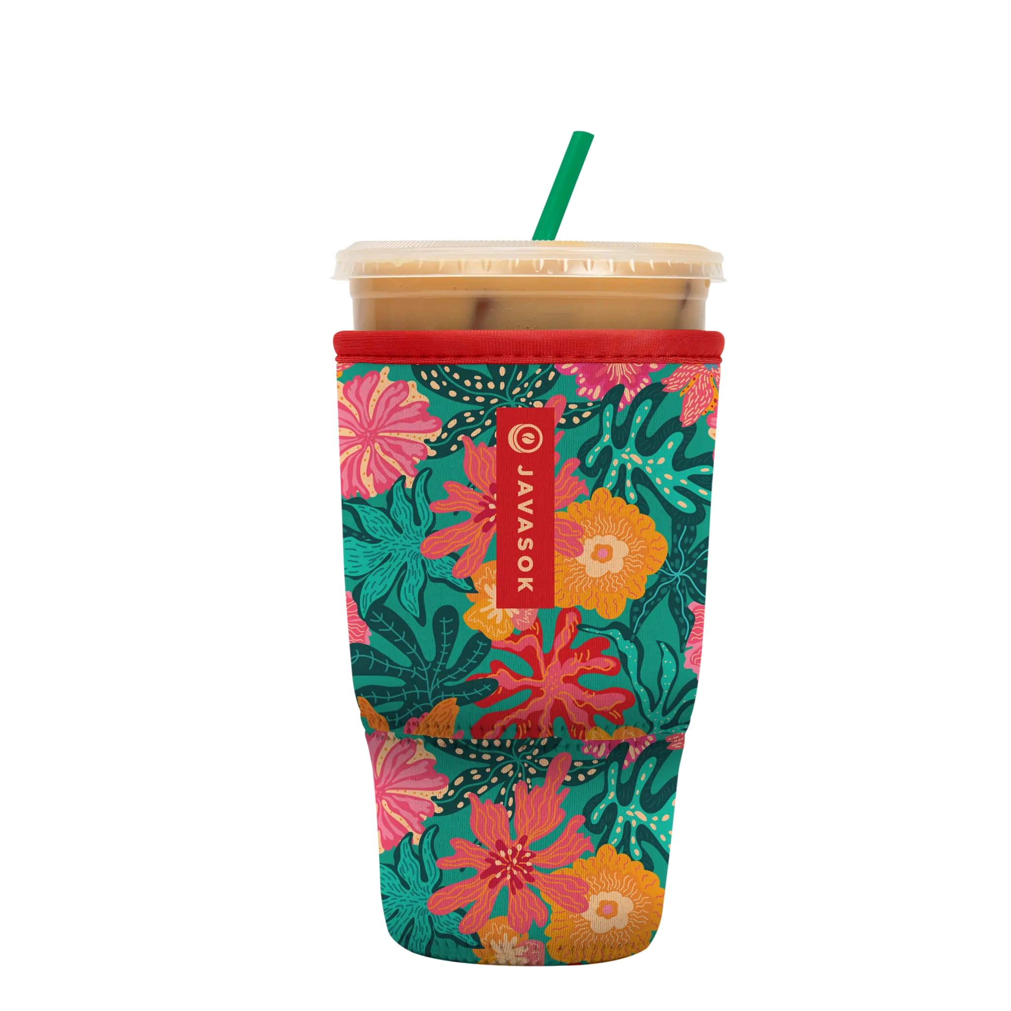 Sok It JavaSok Iced Coffee &amp; Cold Soda Insulated Neoprene Cup Sleeve (Tropic Like It's Hot, Large: 30-32oz)