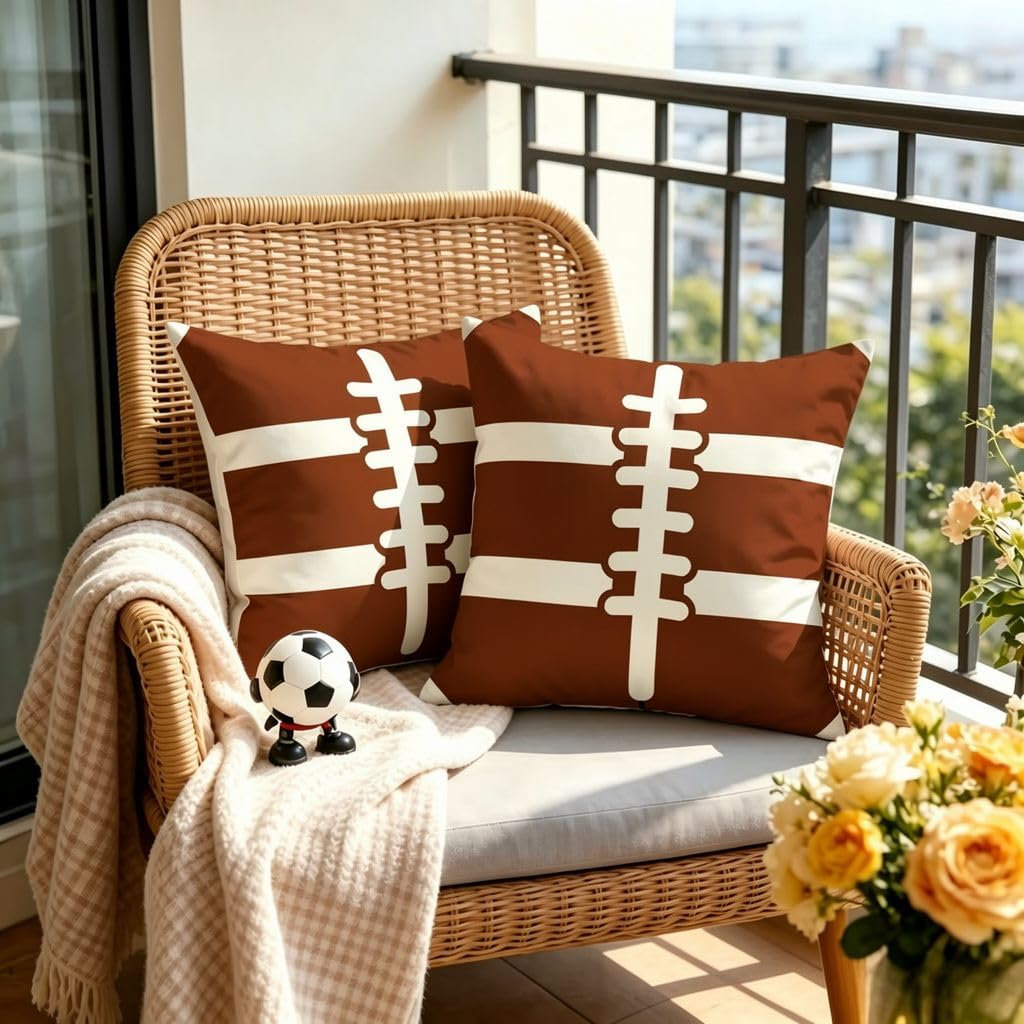American Football Linen Pillow Covers -12x12