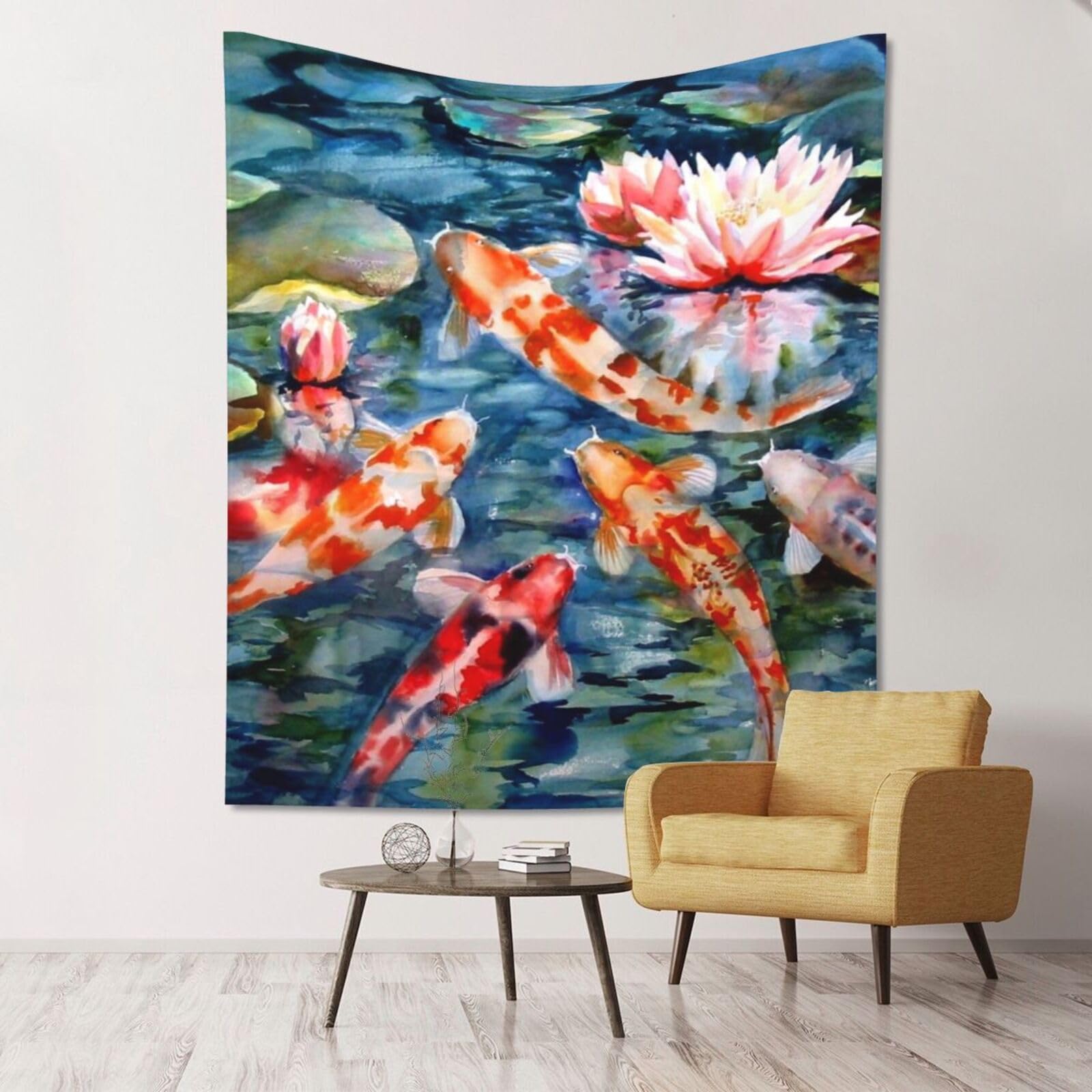 WKSGDSG Large Wall Hanging, Machine Washable Tapestry For Dorm Room, Fish, Lightweight Polyester Wall Art For Bedroom Living Room, 152x130cm