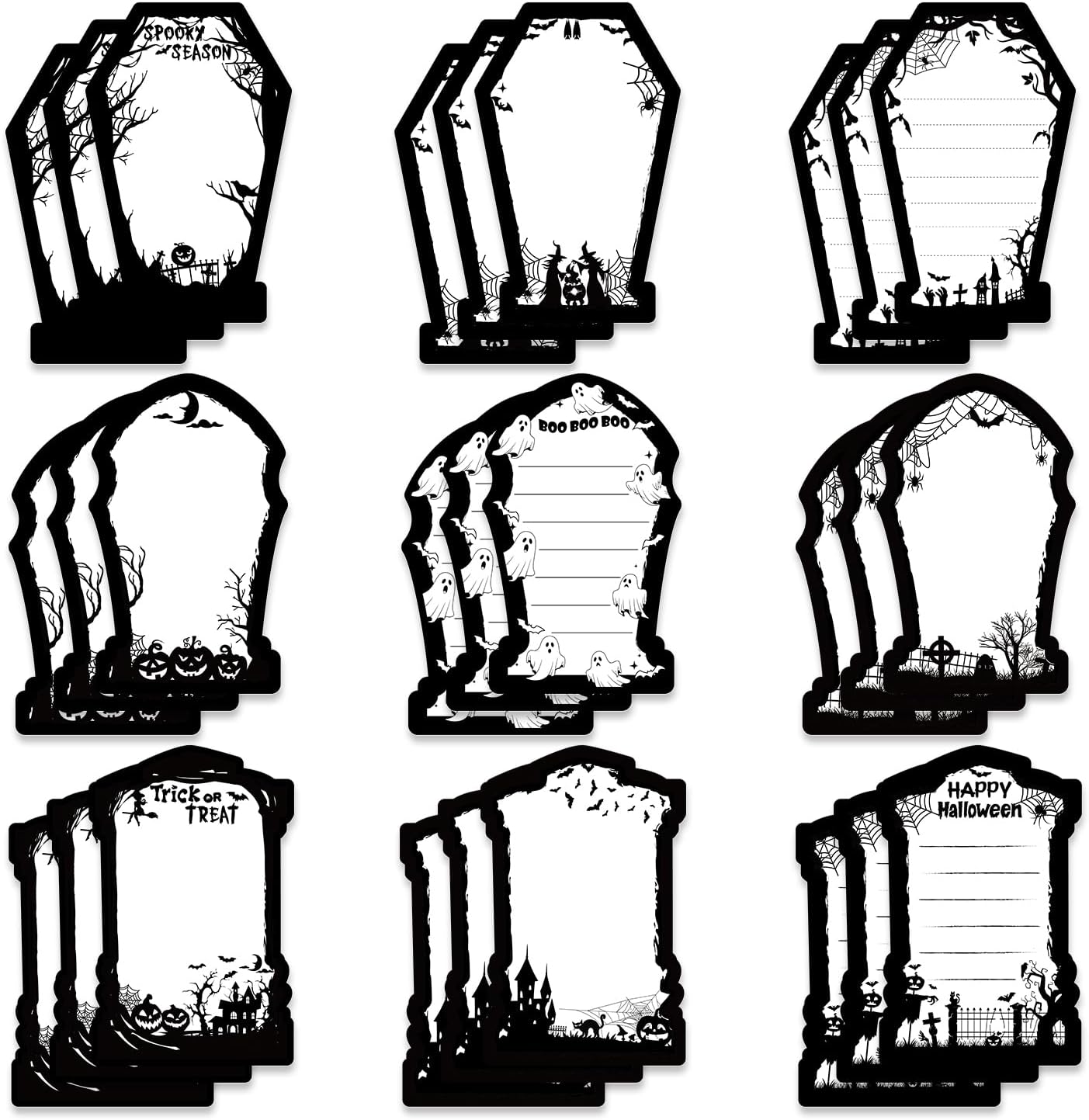 Gothic Halloween Sticky Notes Gifts for Spooky 9-Pack