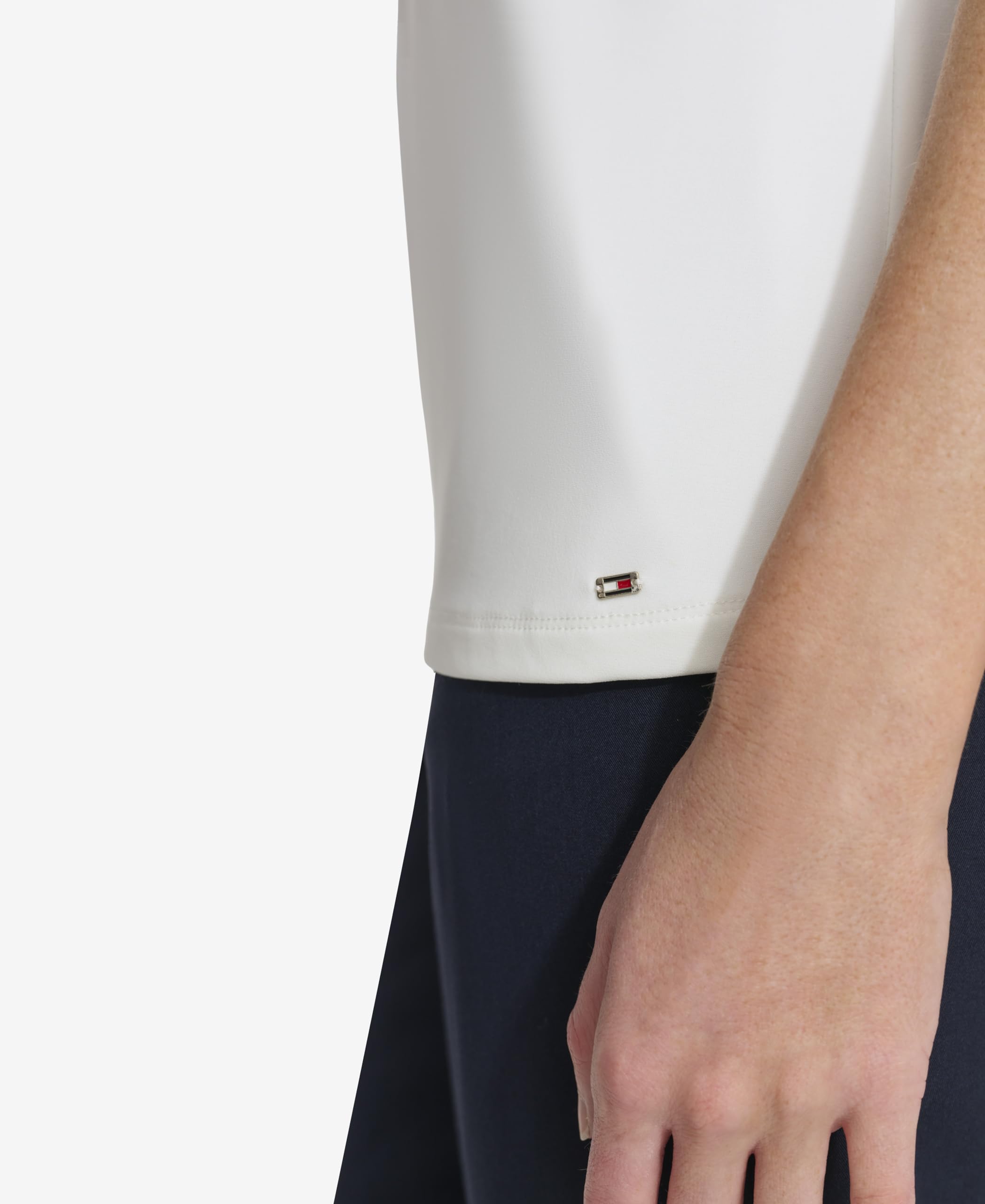 Tommy Hilfiger Short Sleeve Mixed Media Top Top a Maniche Corte con Tecnica Mista Donna