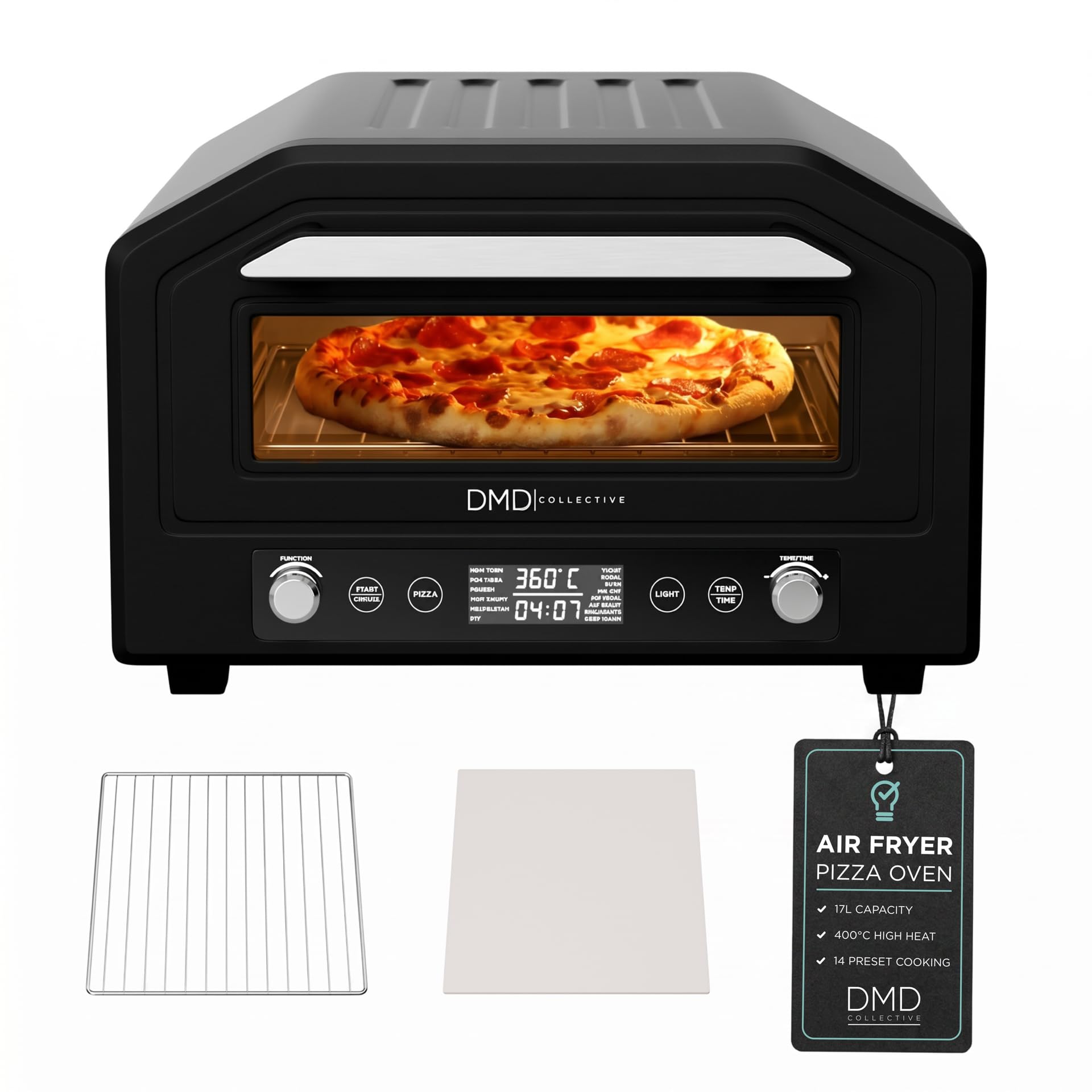 DMD Collective - 17L Pizza Oven, Air Fryer Oven, 14 Preset Cooking Options
