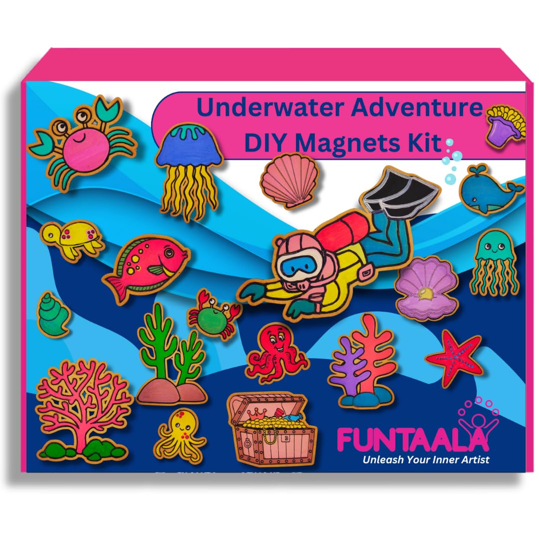Sponsored Ad - Funtaala DIY Painting Magnet Kit | Birthday Gift for Kids | Creative Art & Craft Activity for Kids | Perfect Return Gift for Boys & Girls (Underwater)