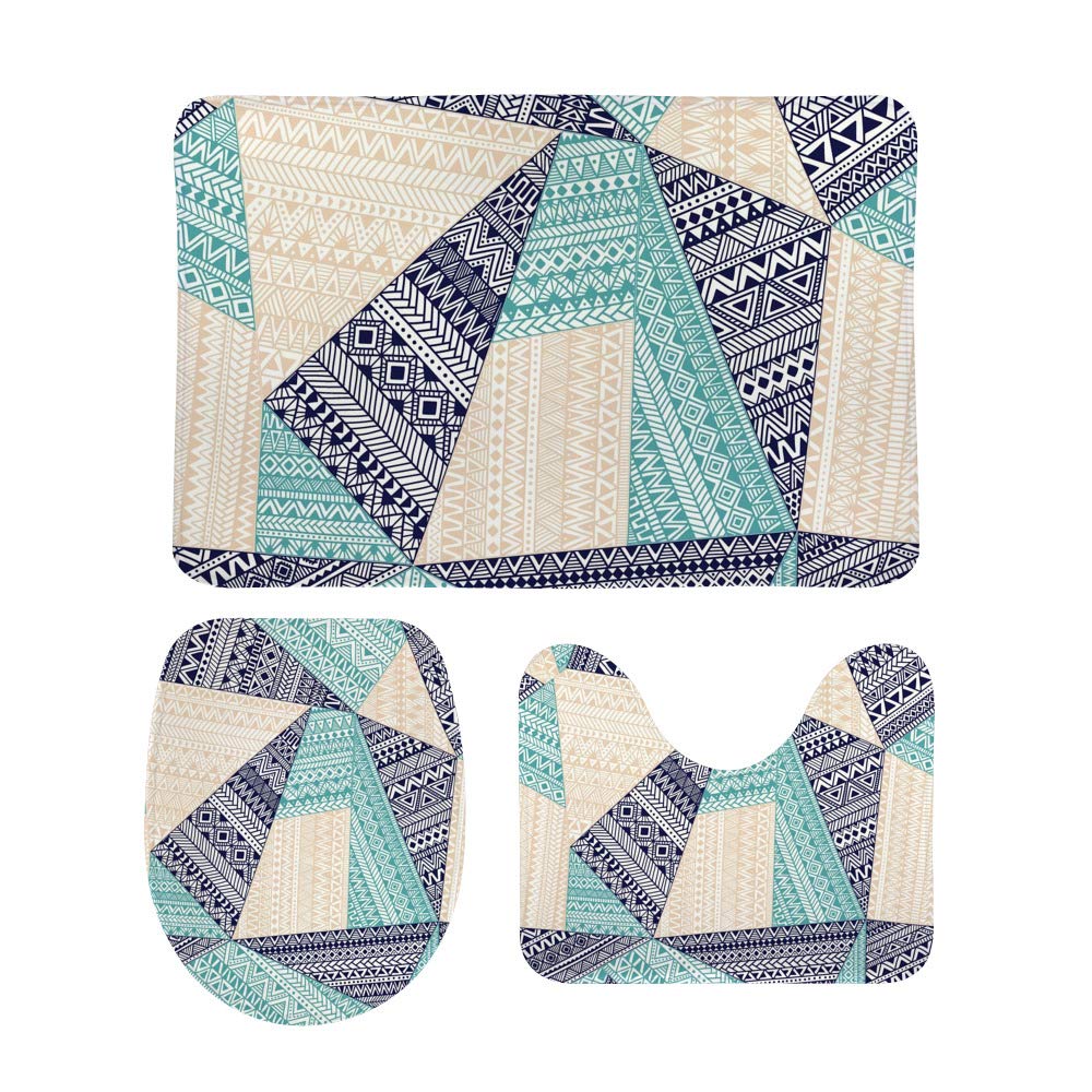Tapis de bain lavable en machine antidérapant velours corail 3pcs