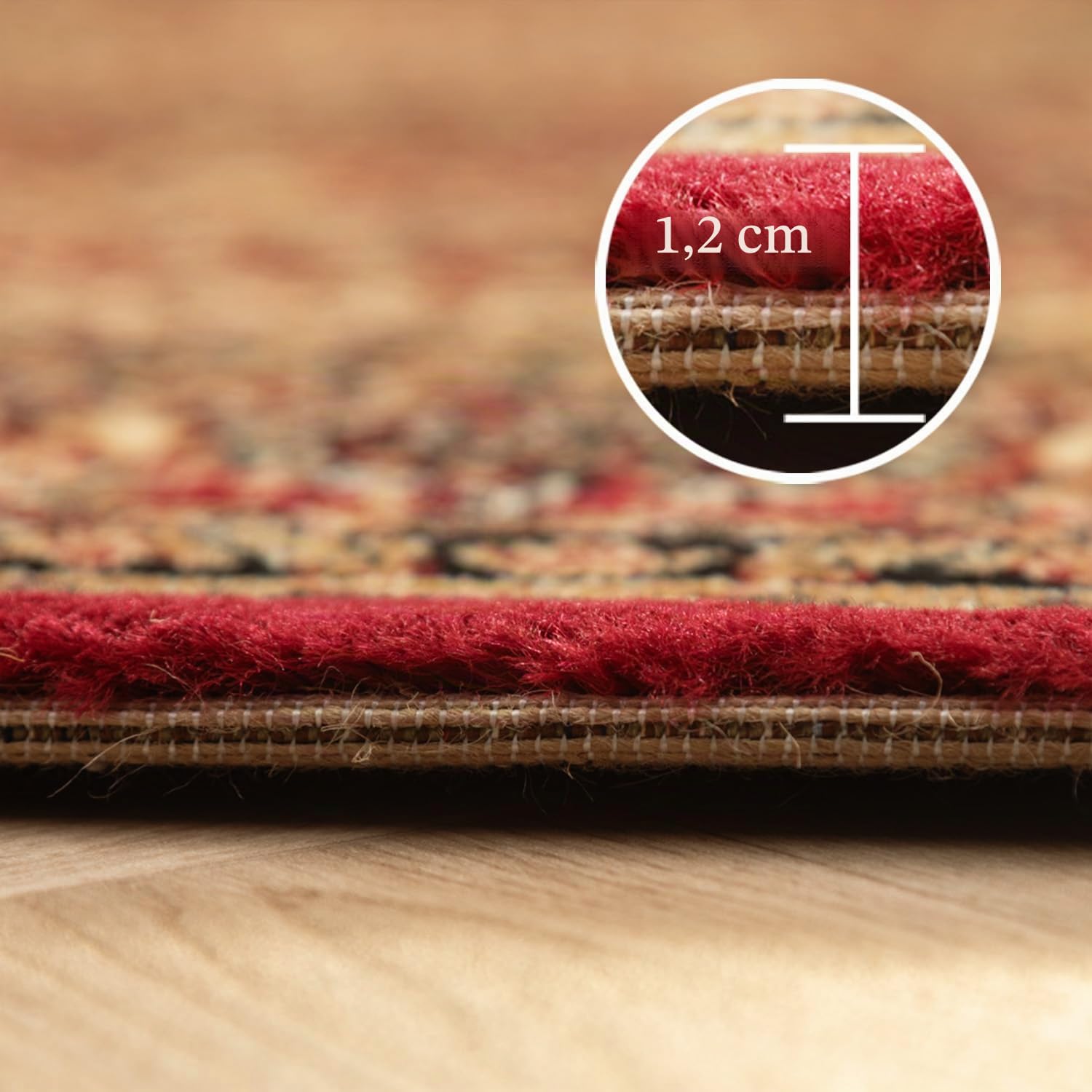 Carpettex Kurzflor Orientalischer Teppich - Klassisch Optik Webteppich Rot 120 x 170 cm - Vintage Wohnzimmerteppich Schlafzimmer Weich Waschbar Küchenteppich