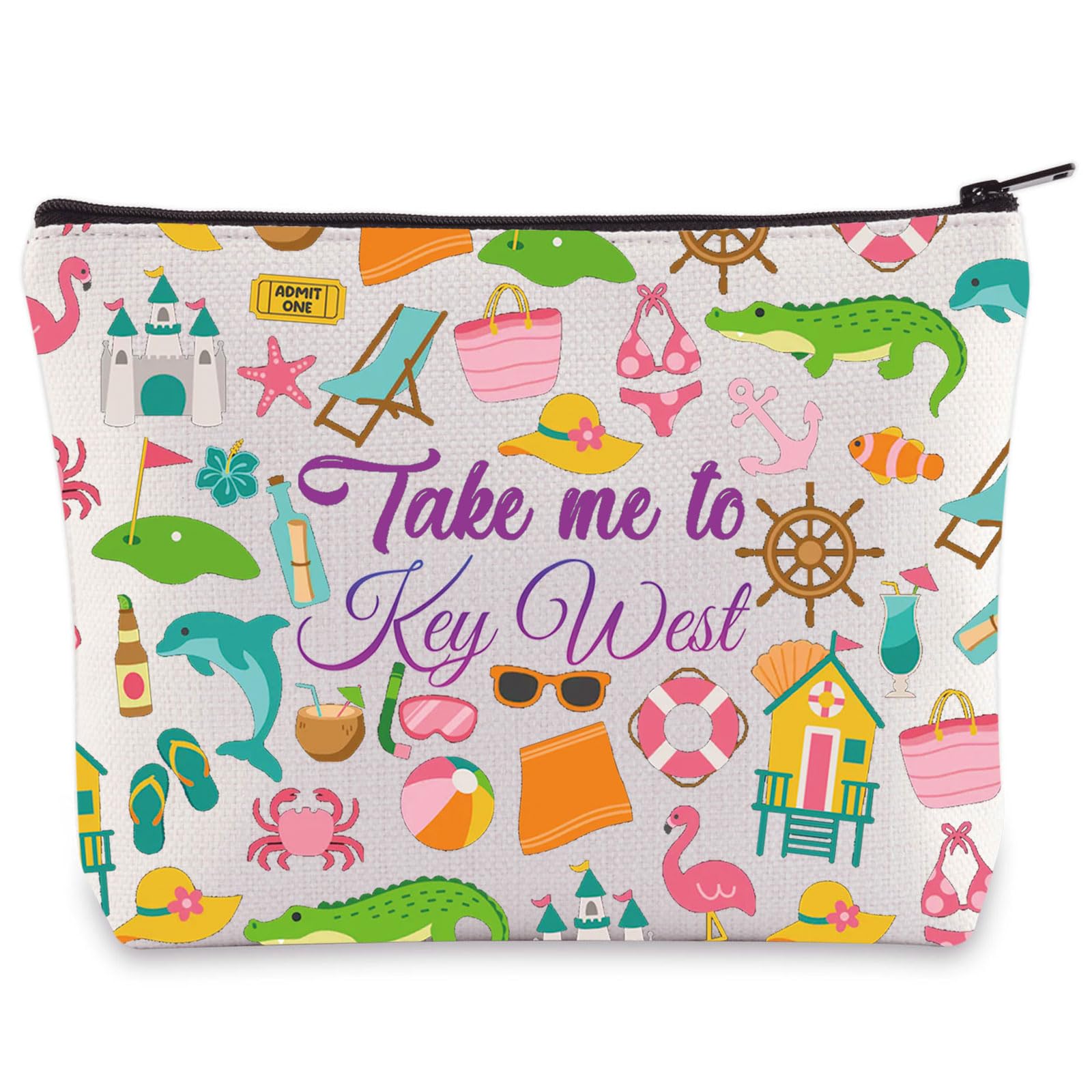 WZMPA Key West Florida Travel Cosmetic Bag Key West Souvenirs Gifts Take Me To Key West Zipper Pouch Bag Key Wes City Merchandise (To Key West)