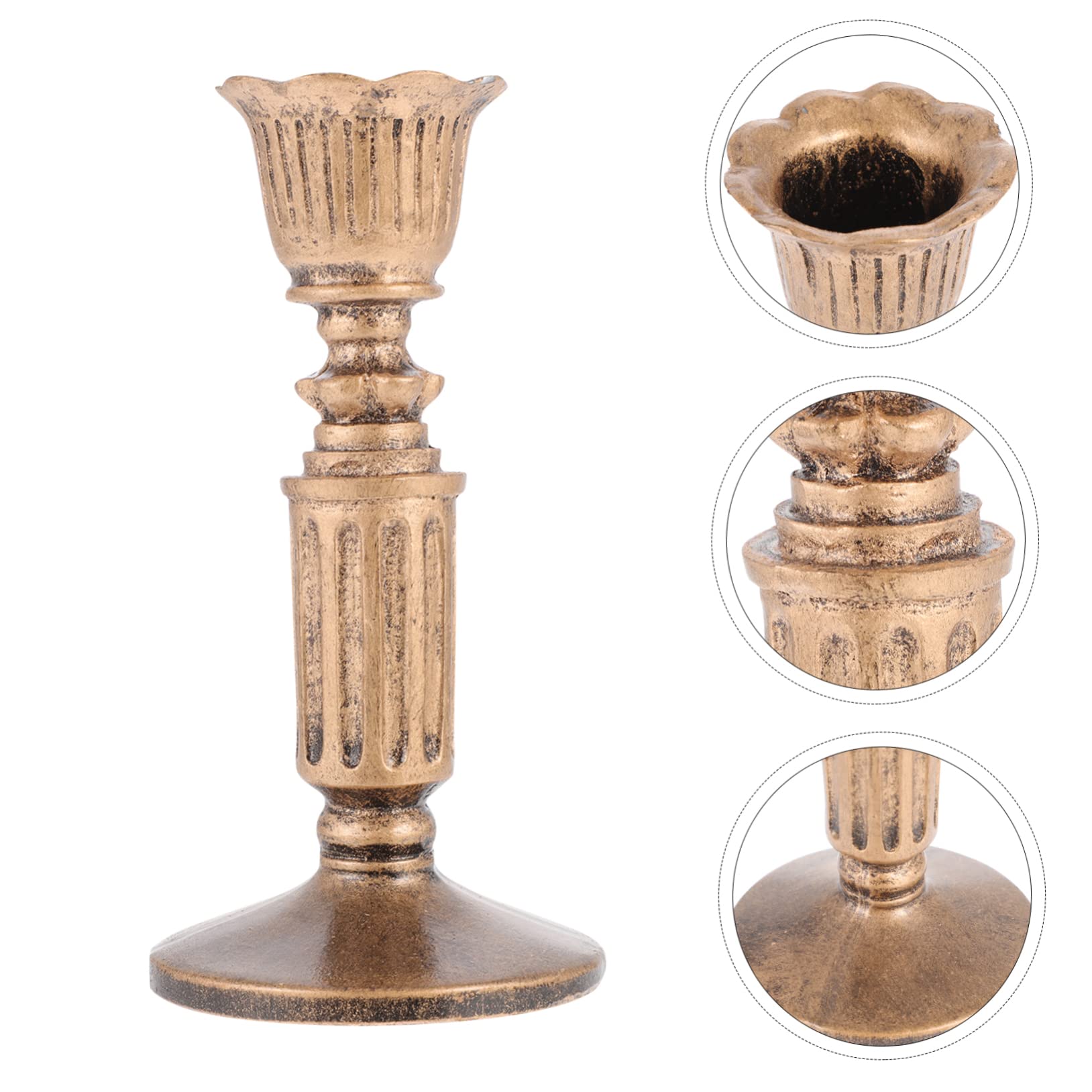 ABOOFAN 3 STK Leuchter Dekoration Teelicht Flamme Hochzeitsdeko Gold Spitzkerzen Kerzen Stecken Kerze Für Den Hochzeitstag Schmücken Retro Große Kerzenhalter Gedenkkerze Party Laterne Harz