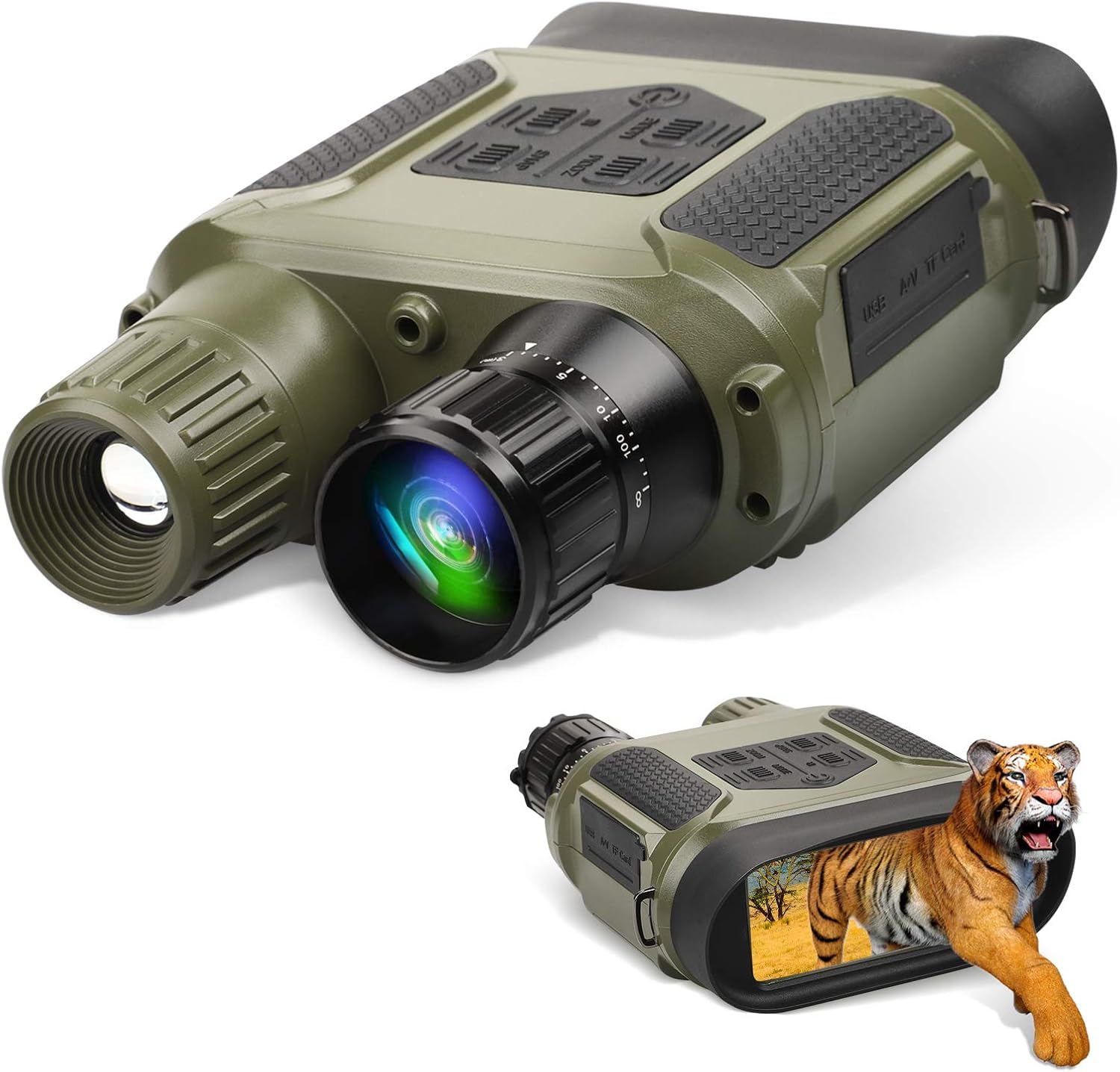 HUTACT Night Vision Binoculars Infrared Night Vision Bincular for Adults HD Digital Night Vision Goggles Full Darknes for Day and Night Use - with 32G Card (Green)