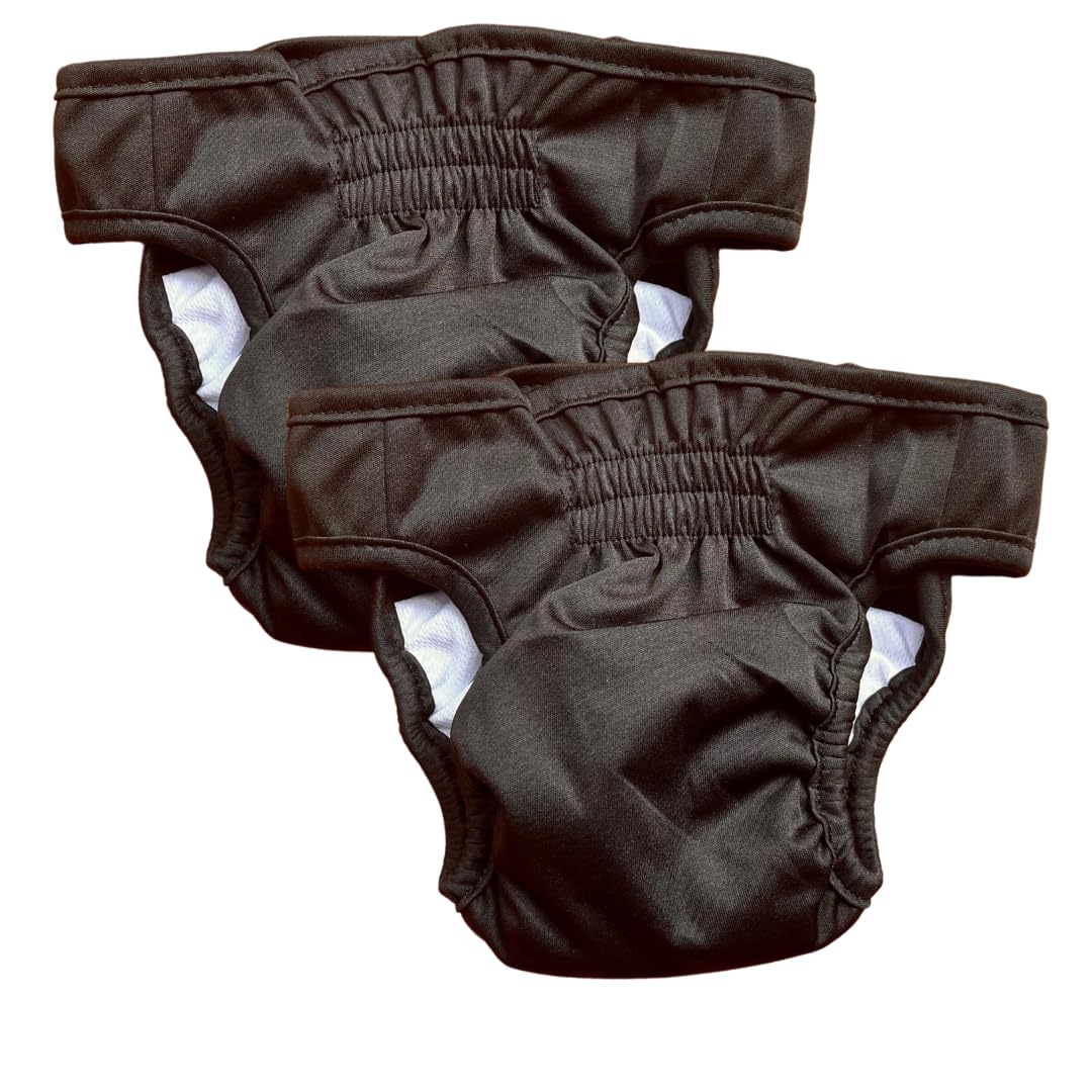 ARCM PETS No Tail Hole Washable Pet Diapers, Dog Diapers Female & Baby Goat Diapers-Ultra Absorbent, Premium Doggie Diapers & Adjustable Waist Diapers for Small Dogs (Little Black Dress)