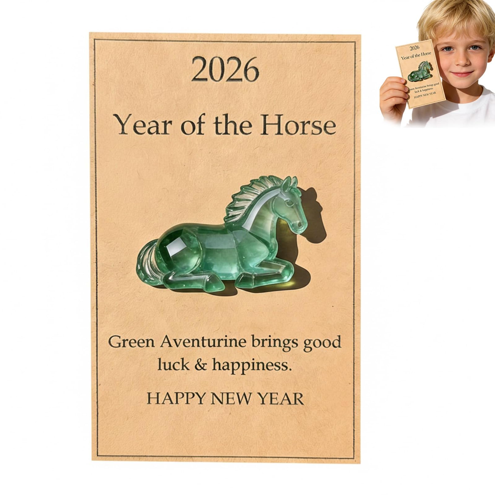 Lucky Crystal Horse a Symbol of Strength New Beginnings 2026,Chinese New Year Decorations of the Horse 2026,Feng Shui Horse Year Zodiac Blessing Souvenir, Meaningful Gift Cards for Friends (1 pc)