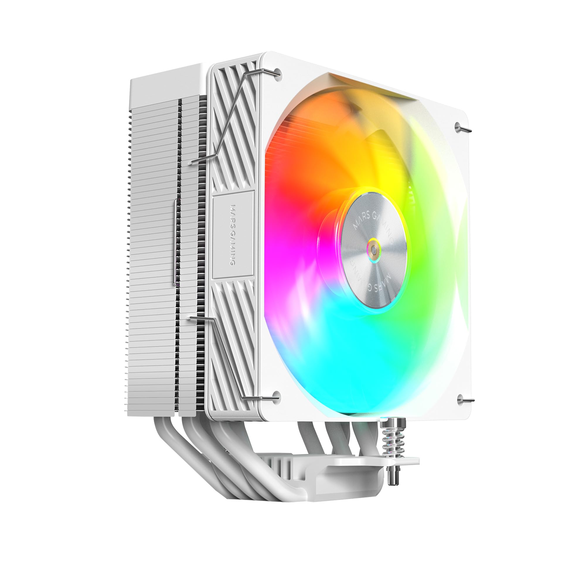 MARS GAMING MCPU-X5ARGB, Disipador CPU 280W TDP, 5x Heatpipes HCT Nueva Generación, Ventilador PWM SI Extreme-Silent ARGB 120mm, Núcleo de Cobre Hiperbalanceado, Compatibilidad Universal, Blanco