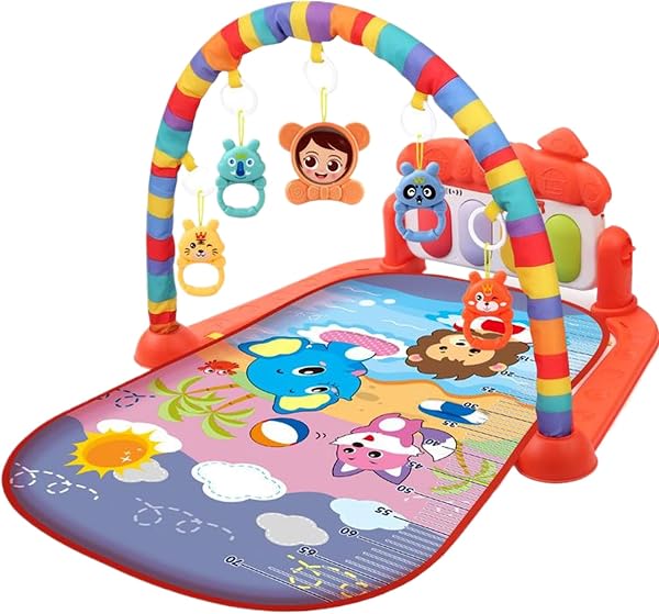 Centro attività per bambini con musica e luce Tappetino da gioco per palestra per bambini facile e sicuro con ciondolo a sonaglio Tappetino da gioco rimovibile con tavola regolabile per neonati bam - 2