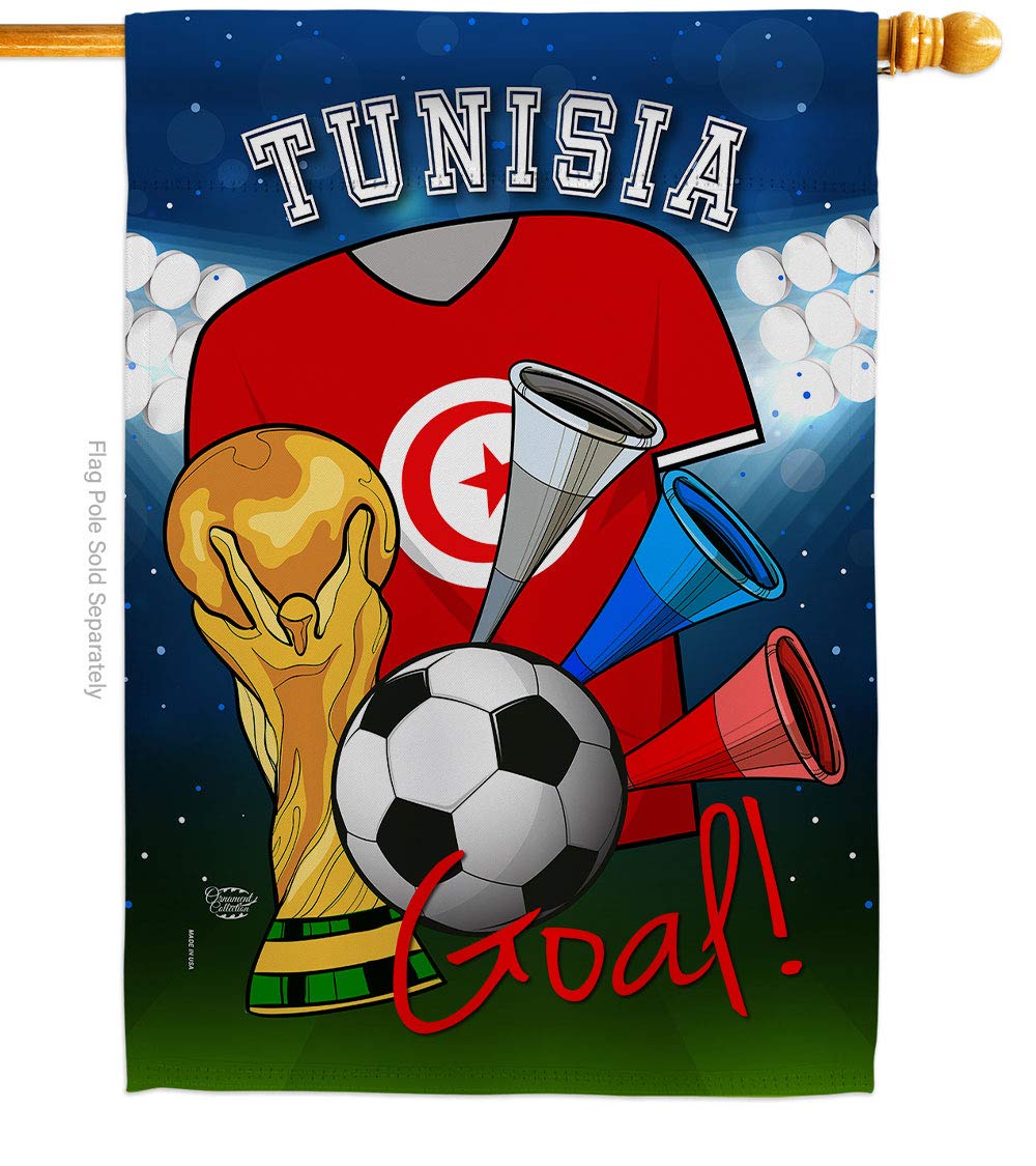 World Cup Tunisia Banner FIFA Team Qatar Flag Home Decor Banner Wall Art Patio Lawn Front Porch Room Trophy Soccer Decorations Small Outdoor Tapestry