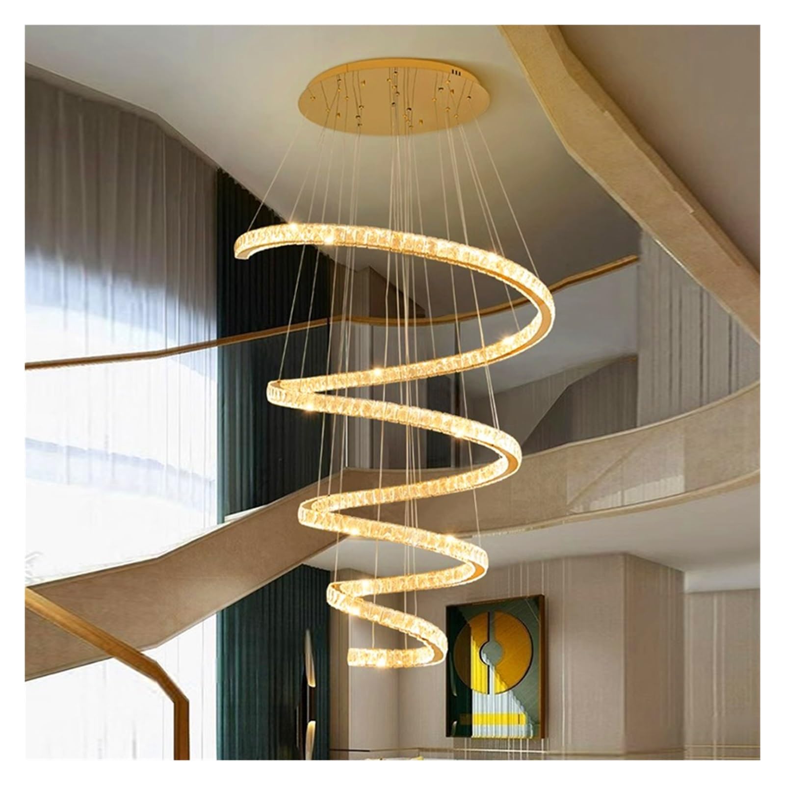 PCXEHUYP Staircase Chandeliers, Large Fixtures High Ceiling Chandelier, Compatible with Living Room Stairway Foyer ，Kitchen Light